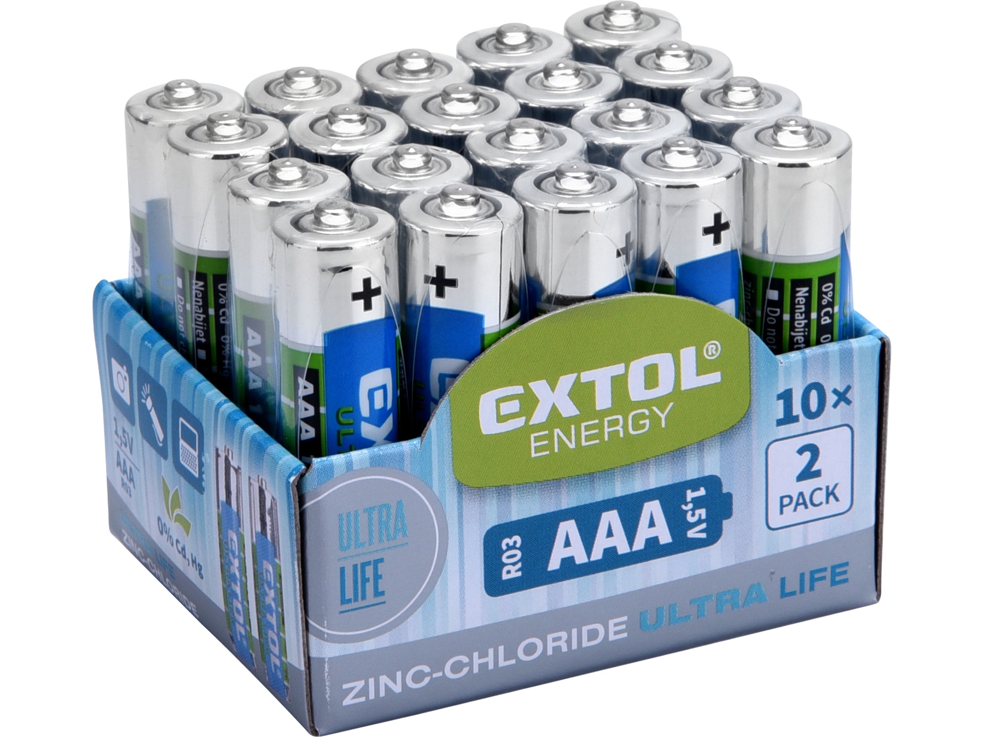 baterie zink-chloridové, 20ks, 1,5V AAA (R03)
