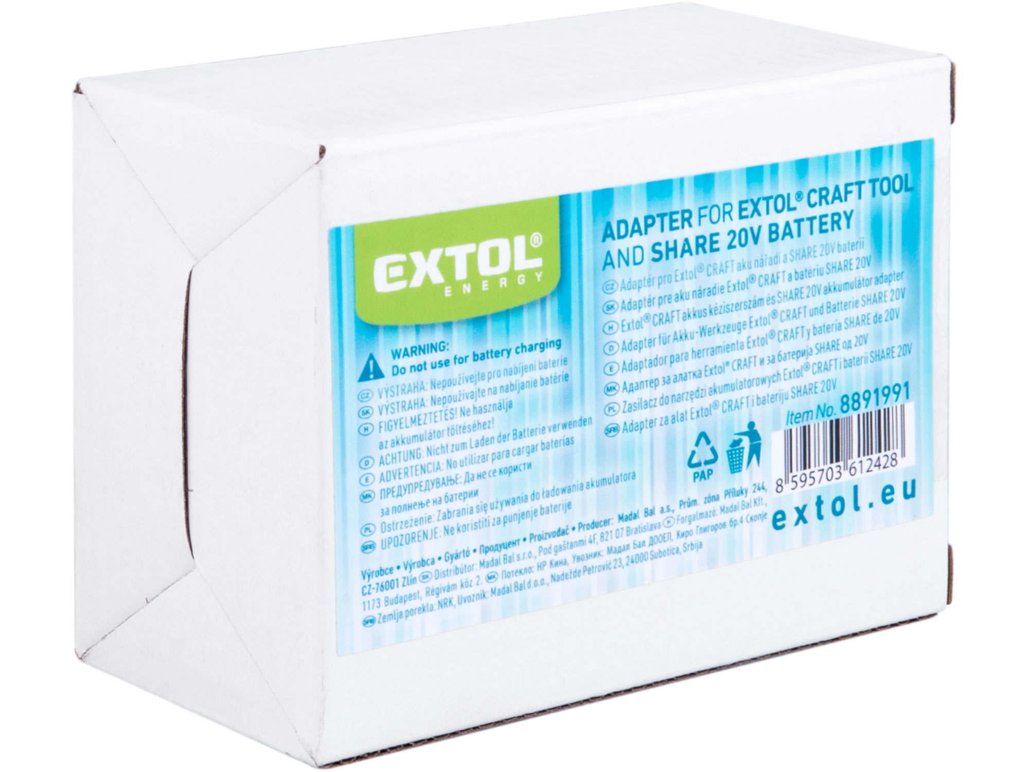 adapter pro EXTOL CRAFT 20V (Makita) stroj a SHARE20V baterii