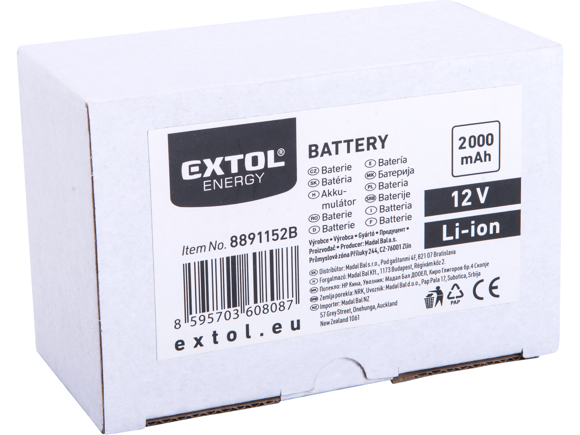 baterie akumulátorová, 12V Li-ion, 2Ah