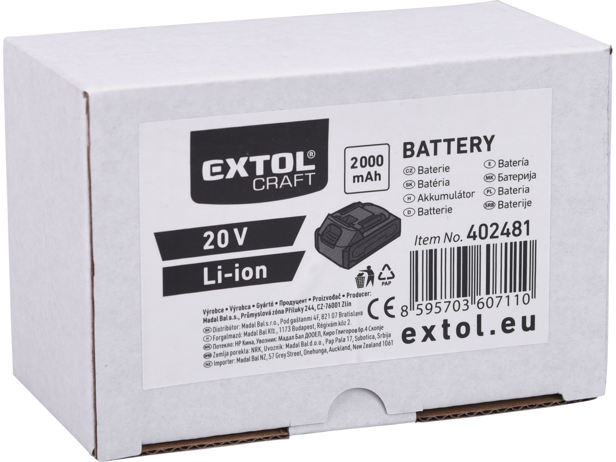 baterie akumulátorová, 20V Li-ion, 2Ah