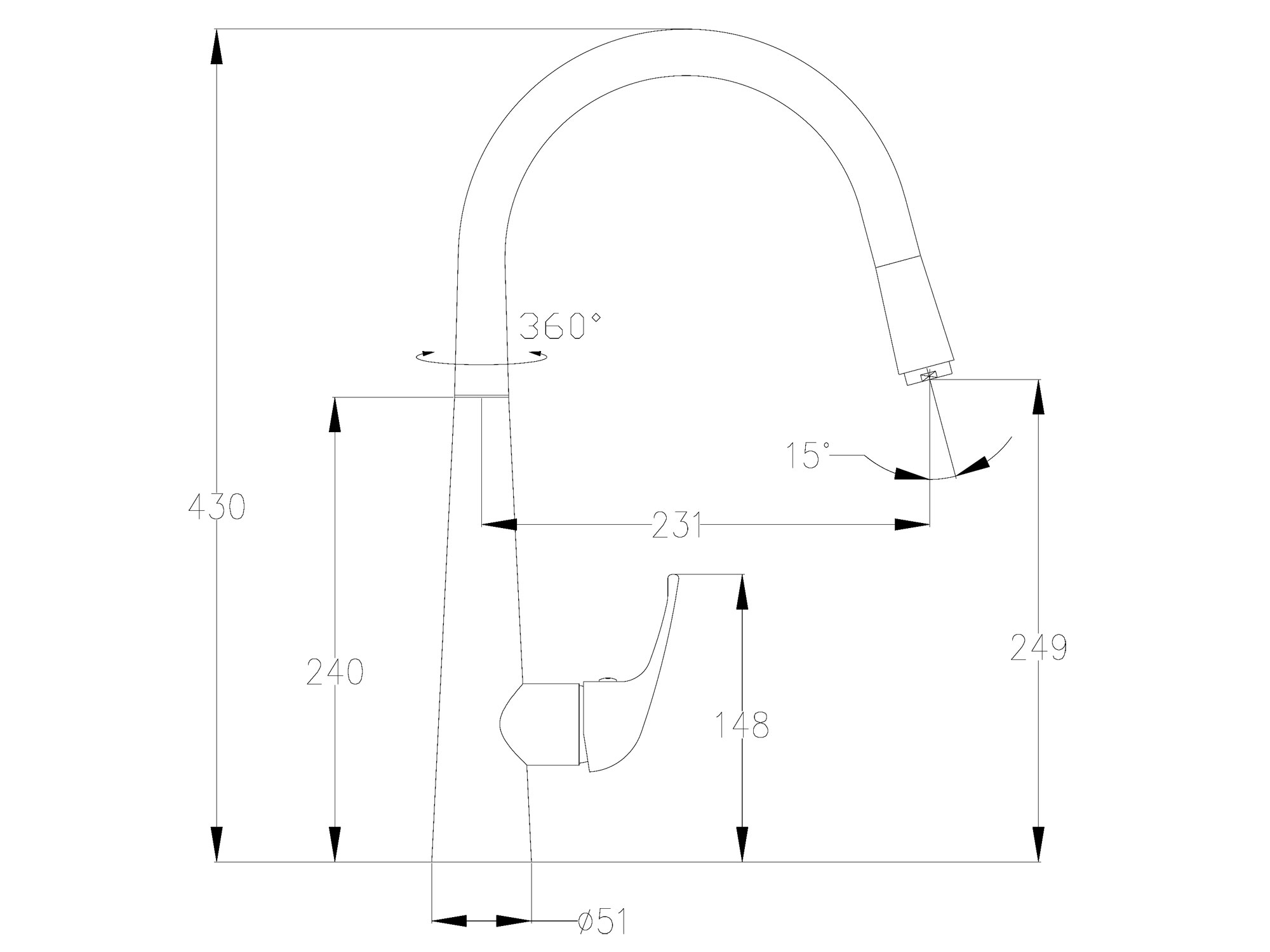 baterie umyvadlová stojánková teleskopická, horní ramínko, chrom