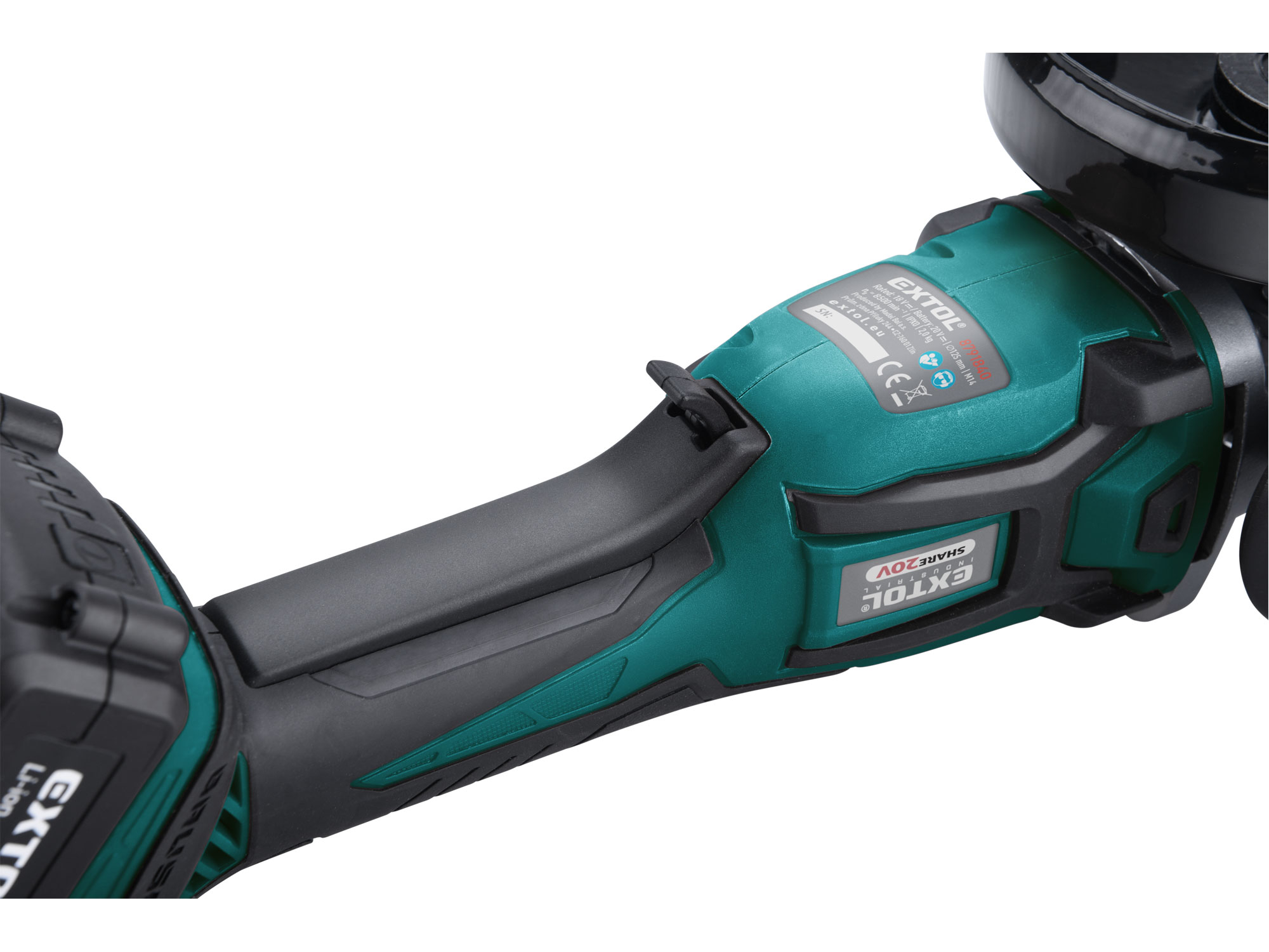 bruska úhlová aku SHARE20V, 125mm, BRUSHLESS, 20V Li-ion, 2Ah