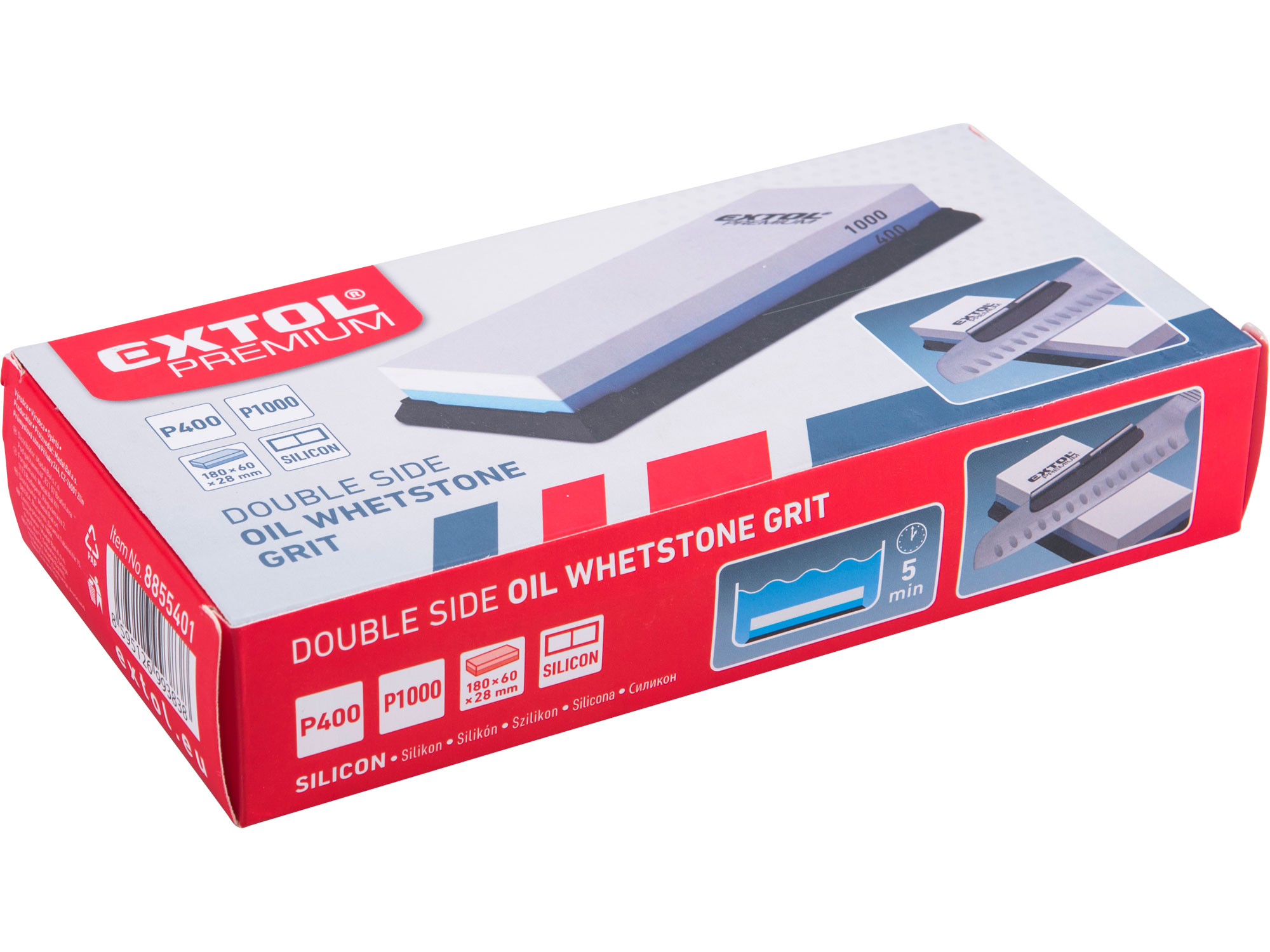 brusný kámen na nože oboustranný/kombinovaný, P400/P1000, 180x60x28mm