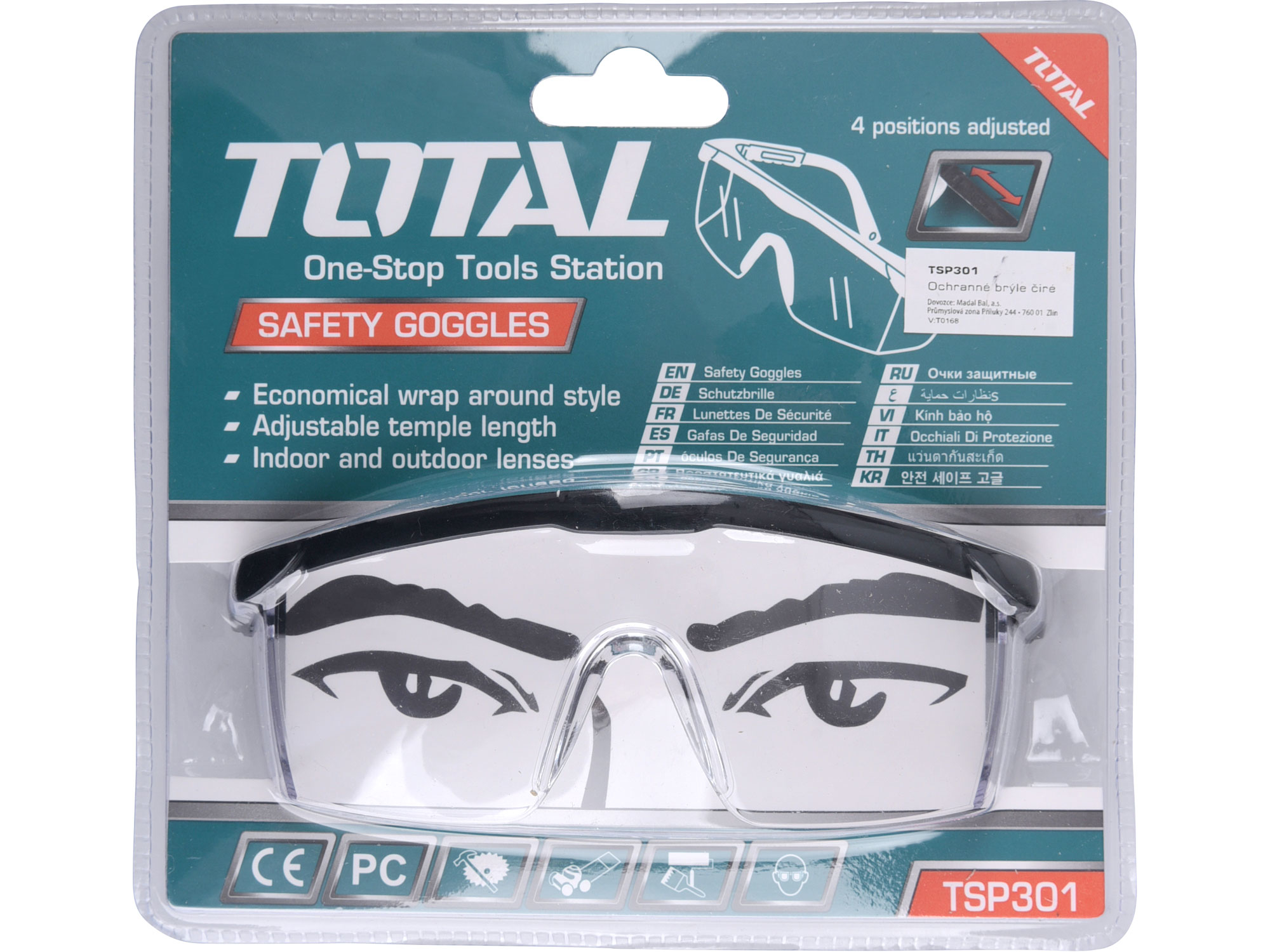 Brýle ochranné, industrial, čiré