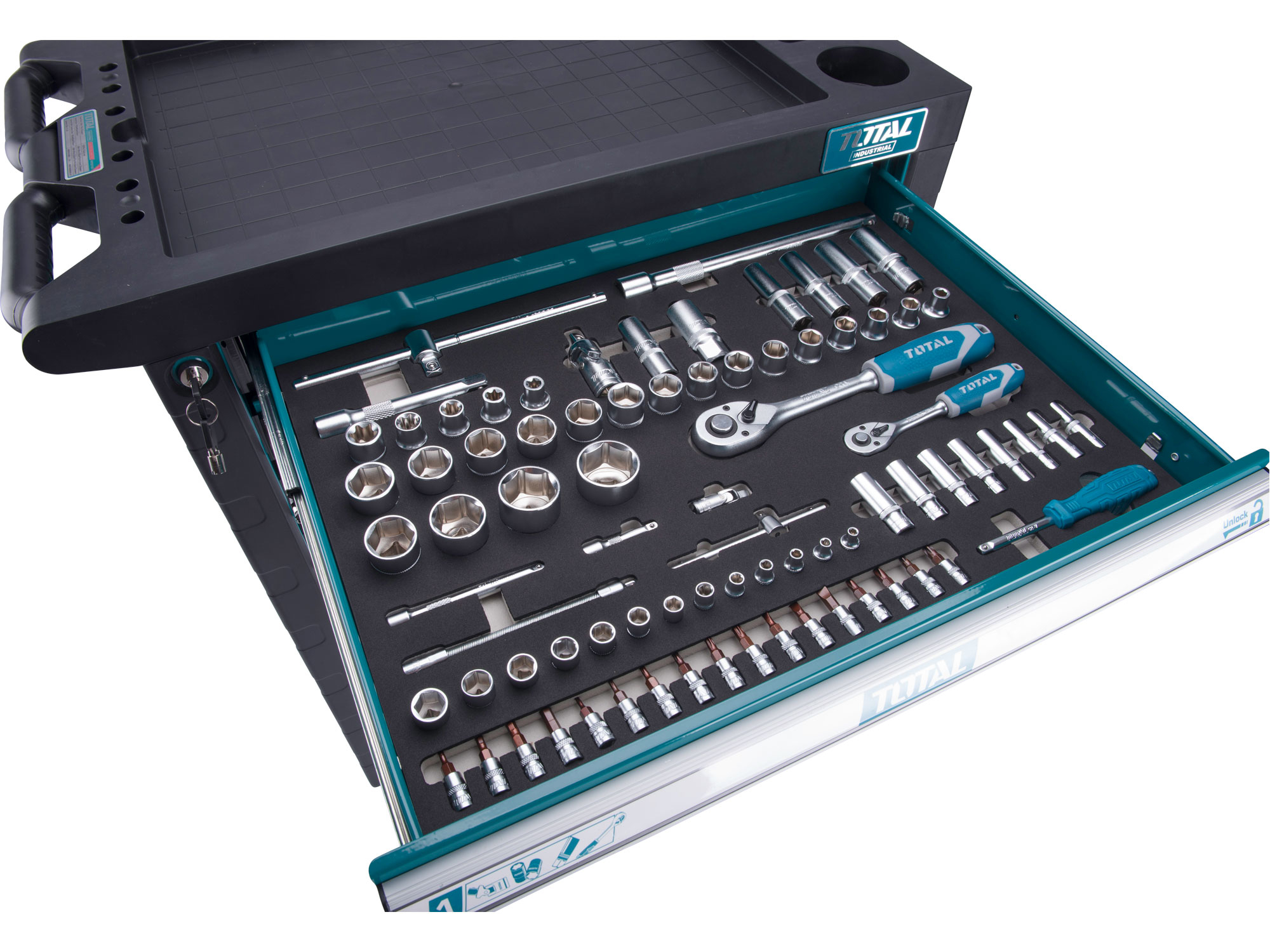 Dílenský vozík s nářadím, 162ks, industrial