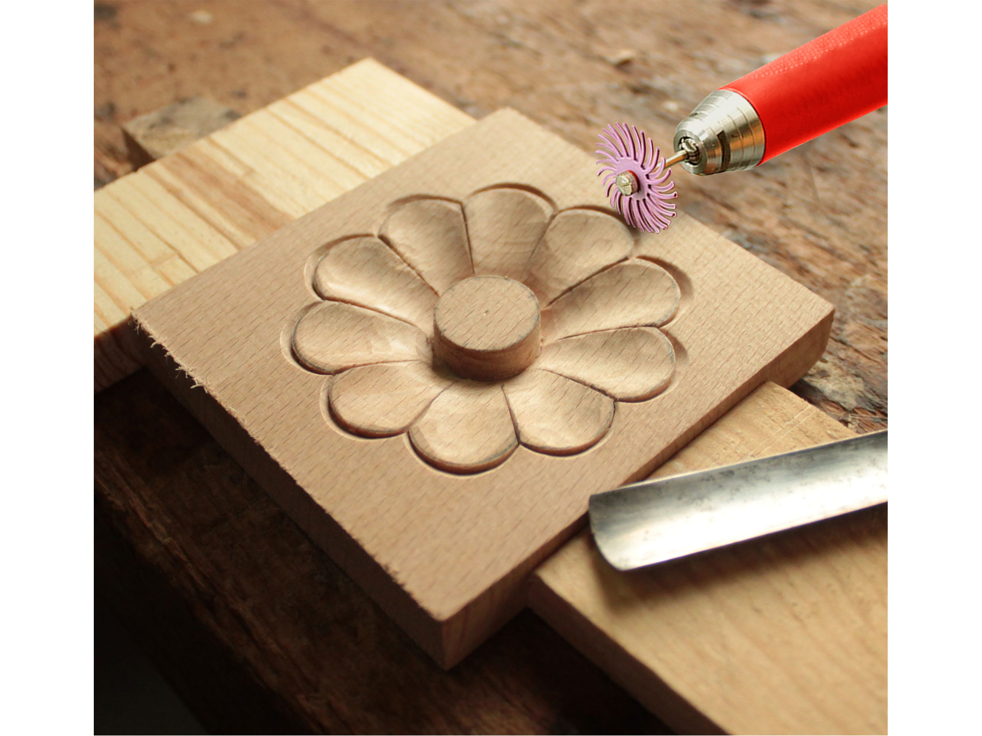 disky radiální štětinové, sada 52ks, P80, P120, P220, P400, P600, P1000, P2500