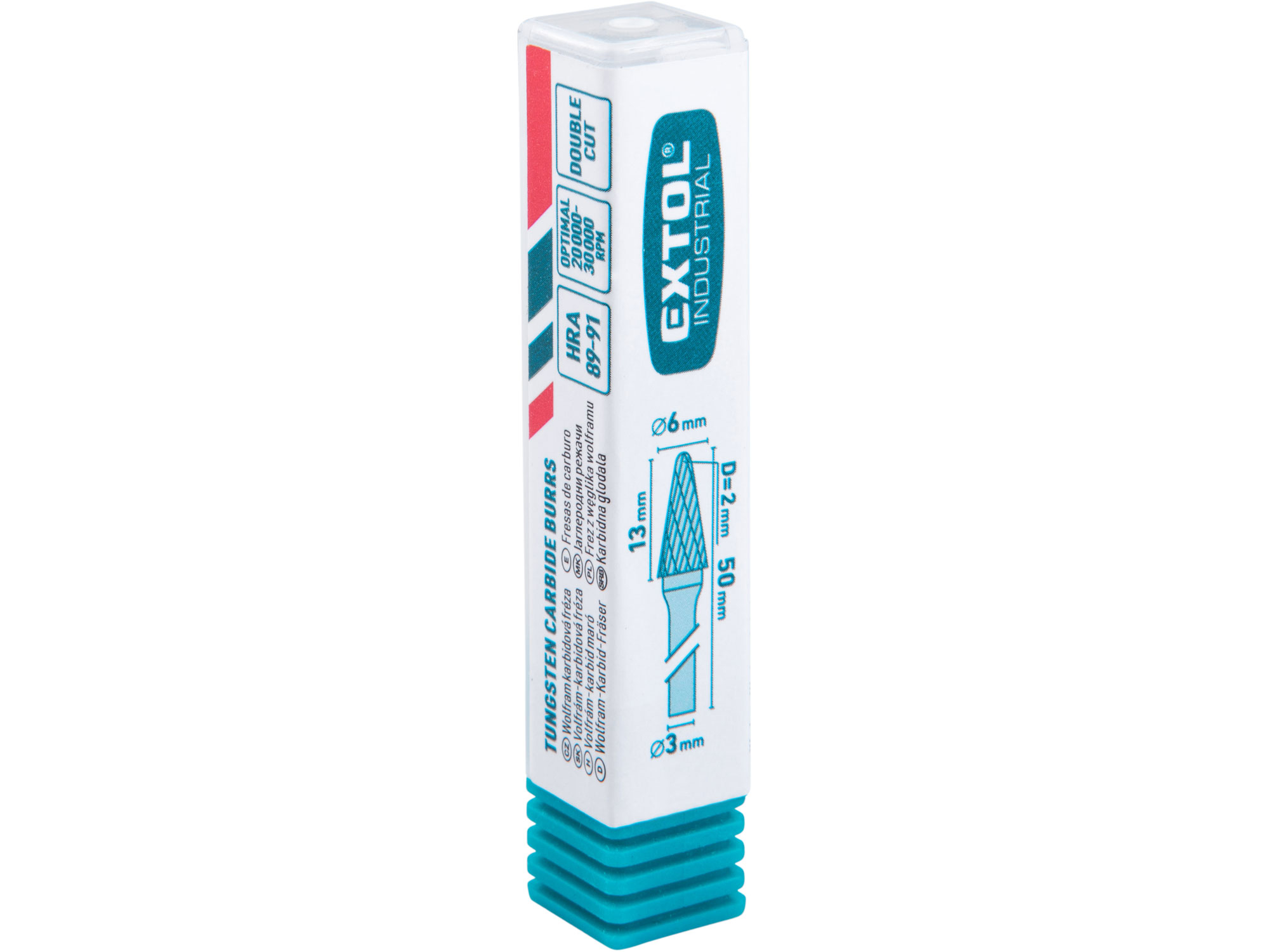 fréza karbidová, konická zakulacená, ⌀6x13mm, ⌀stopky 3mm, sek střední (double-cut)