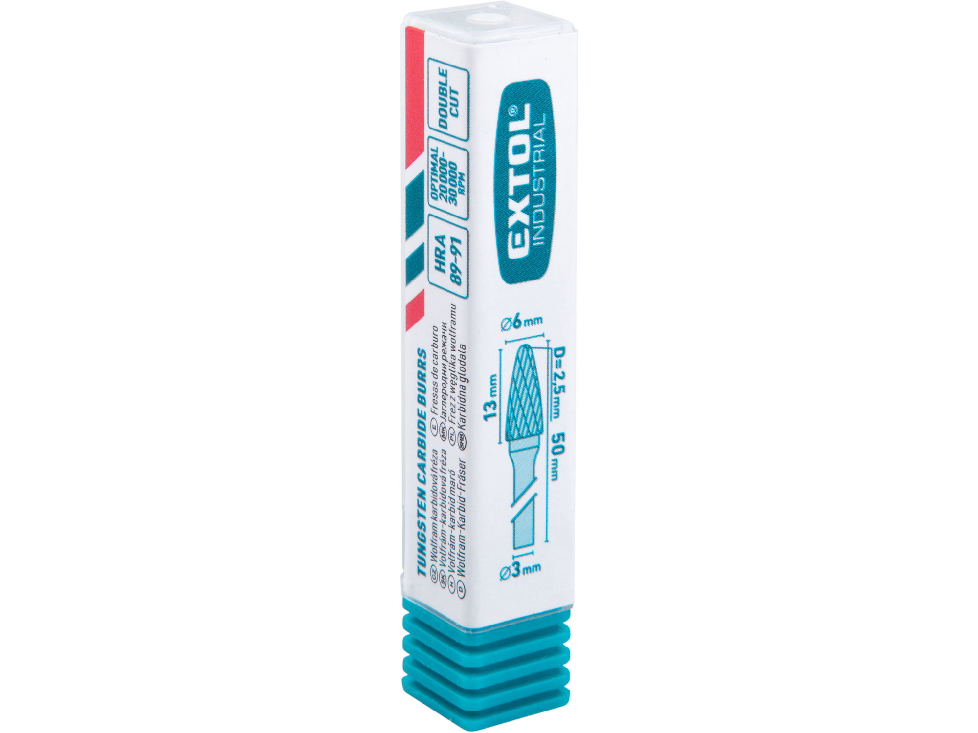 fréza karbidová, kulatý oblouk, ⌀6x13mm, ⌀stopky 3mm, sek střední (double-cut)