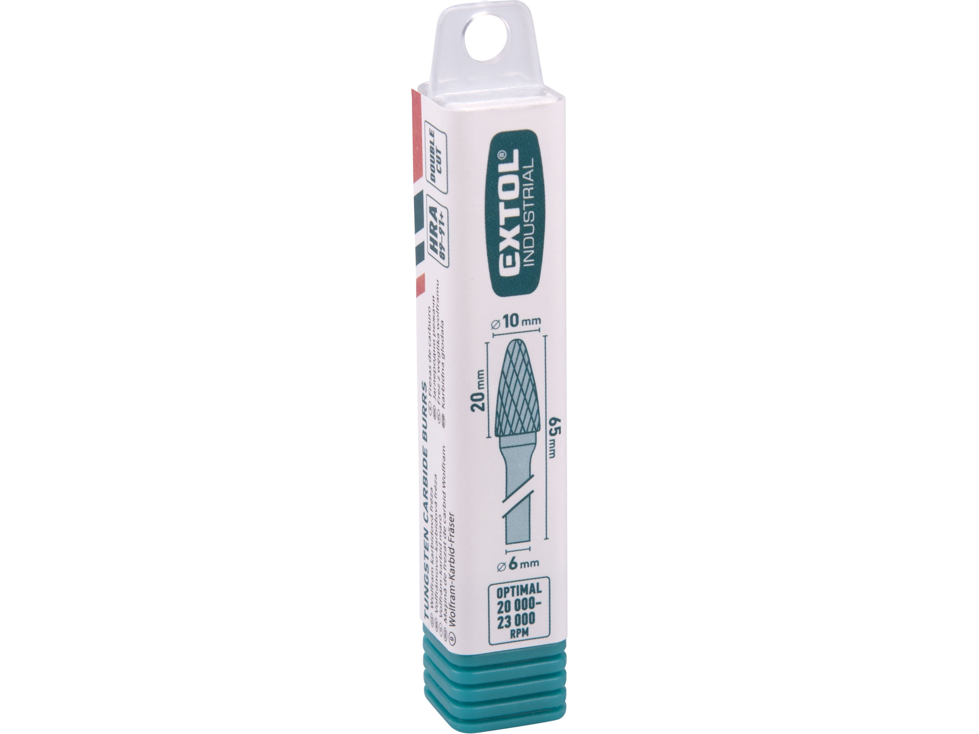 fréza karbidová, kulatý oblouk, pr.10x20mm/stopka 6mm,sek střední (double-cut)