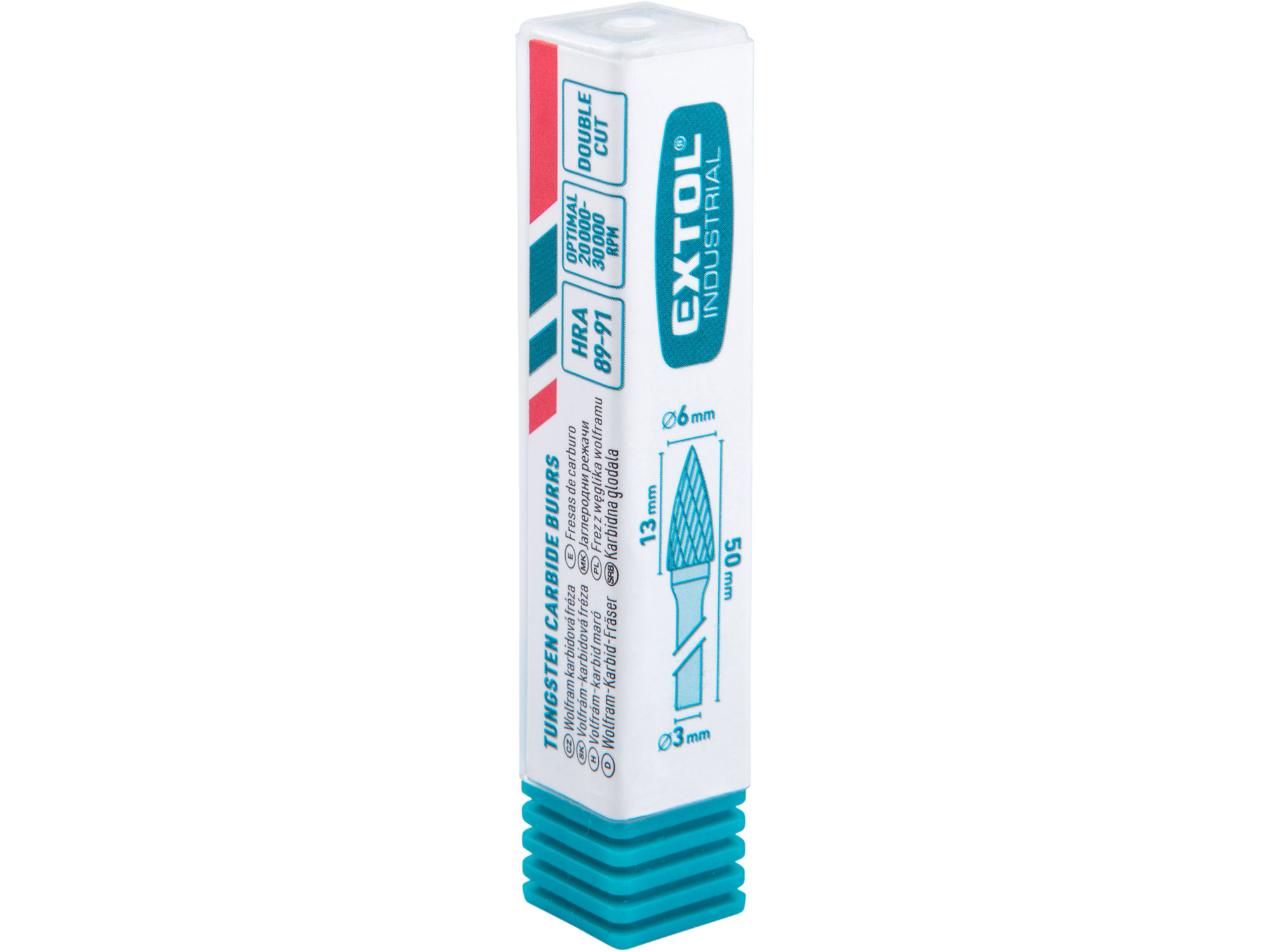 fréza karbidová, ostrý oblouk, ⌀6x13mm, ⌀stopky 3mm, sek střední (double-cut)