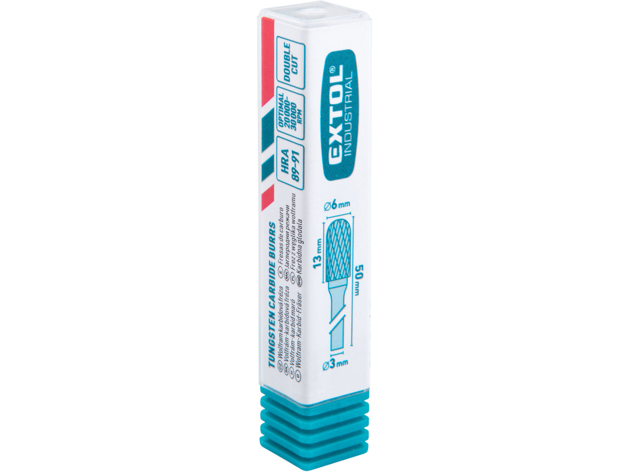 fréza karbidová, válcová s kulovým čelem, ⌀6x13mm, ⌀stopky 3mm, sek střední (double-cut)