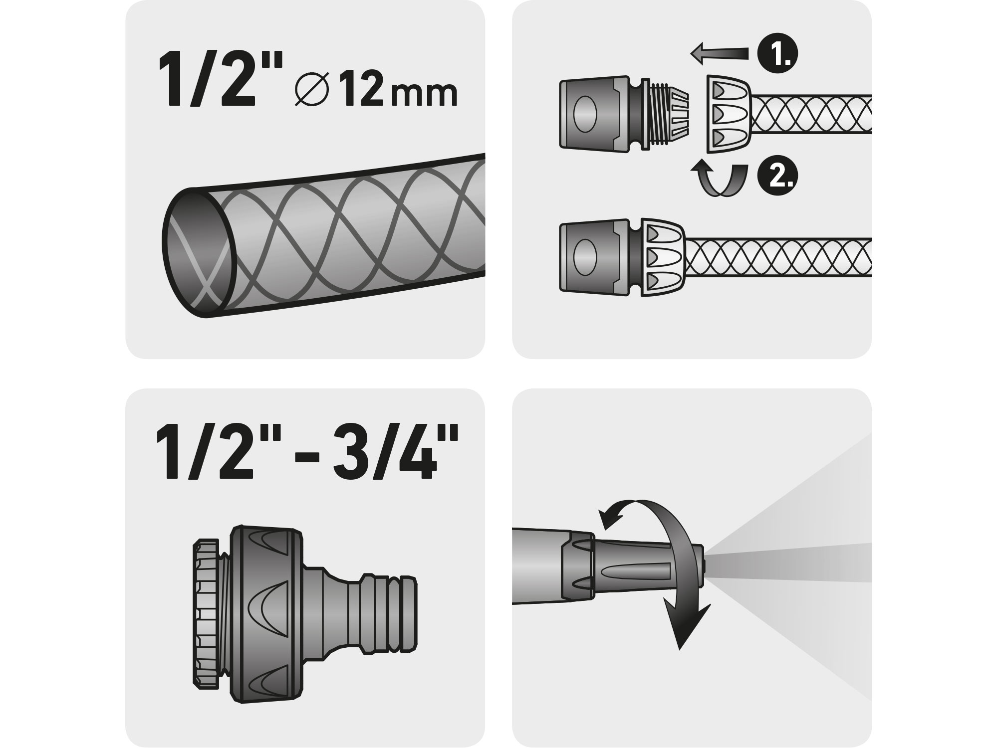 hadicový set 4ks, pro 1/2" hadici