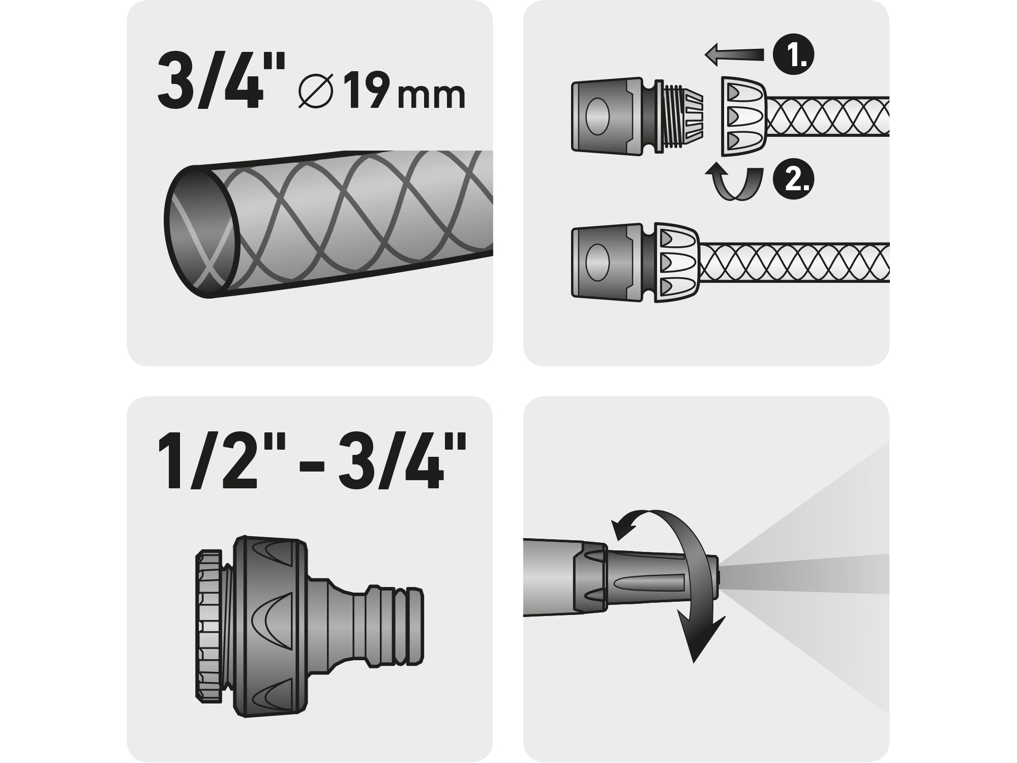 hadicový set 4ks, pro 3/4" hadici