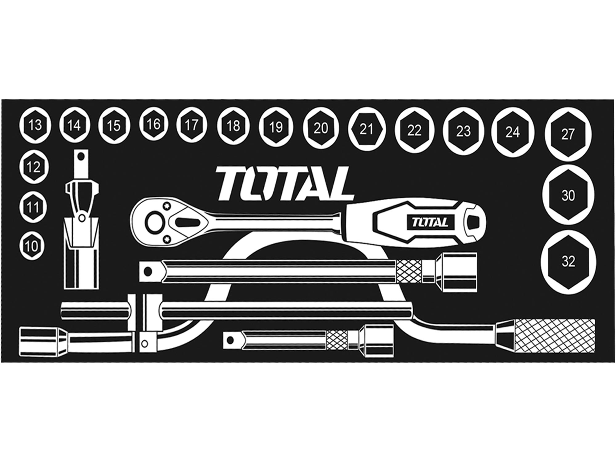 Hlavice nástrčné, sada 24ks, 1/2'