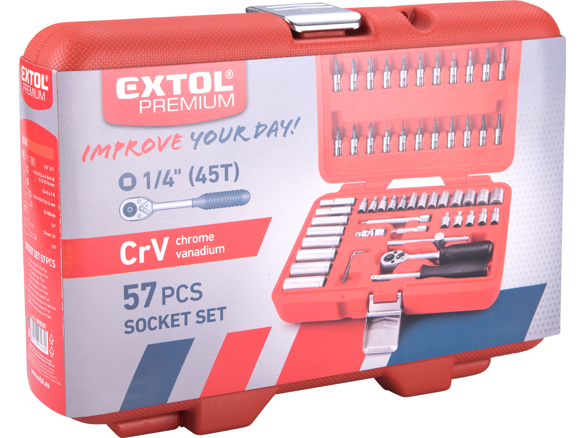 hlavice nástrčné, sada 57ks, 1/4", CrV