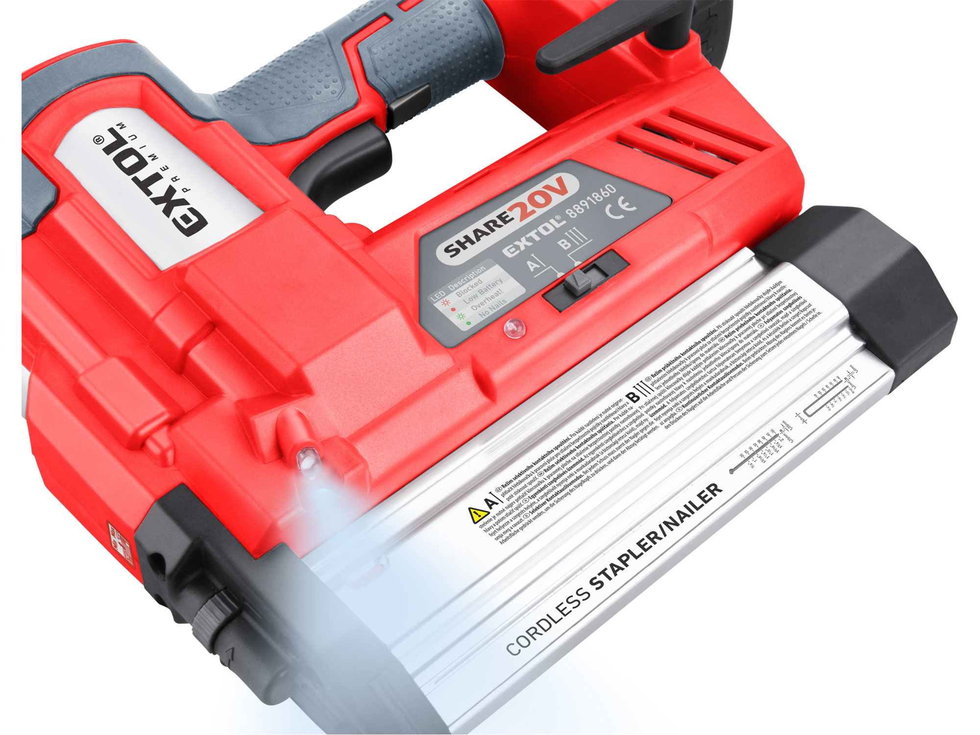 hřebíkovačka/sponkovačka aku SHARE20V, 20V Li-ion, 2000mAh