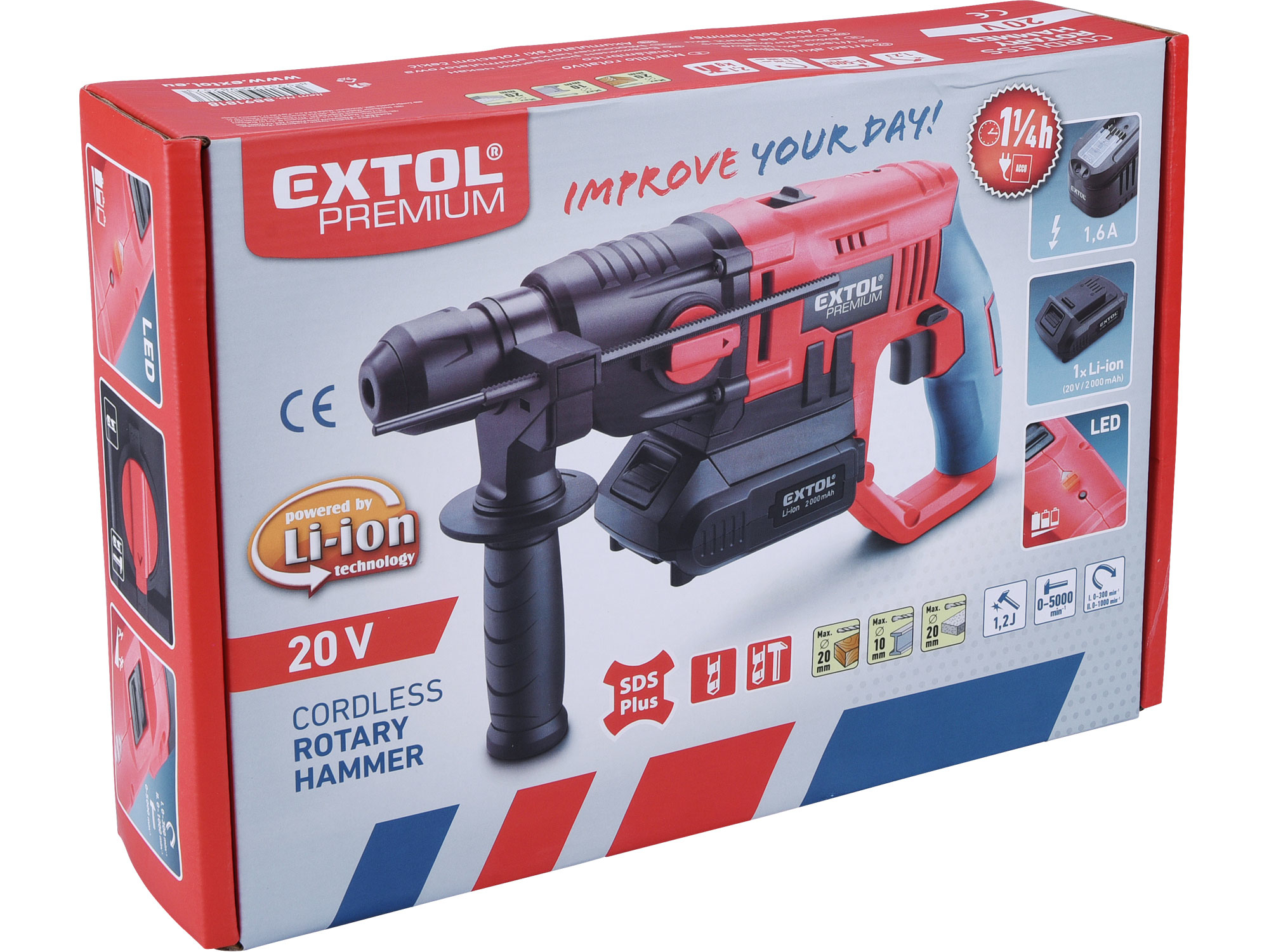 kladivo vrtací aku SHARE20V, 1,2J, SDS plus, 20V Li-ion, bez baterie a nabíječky