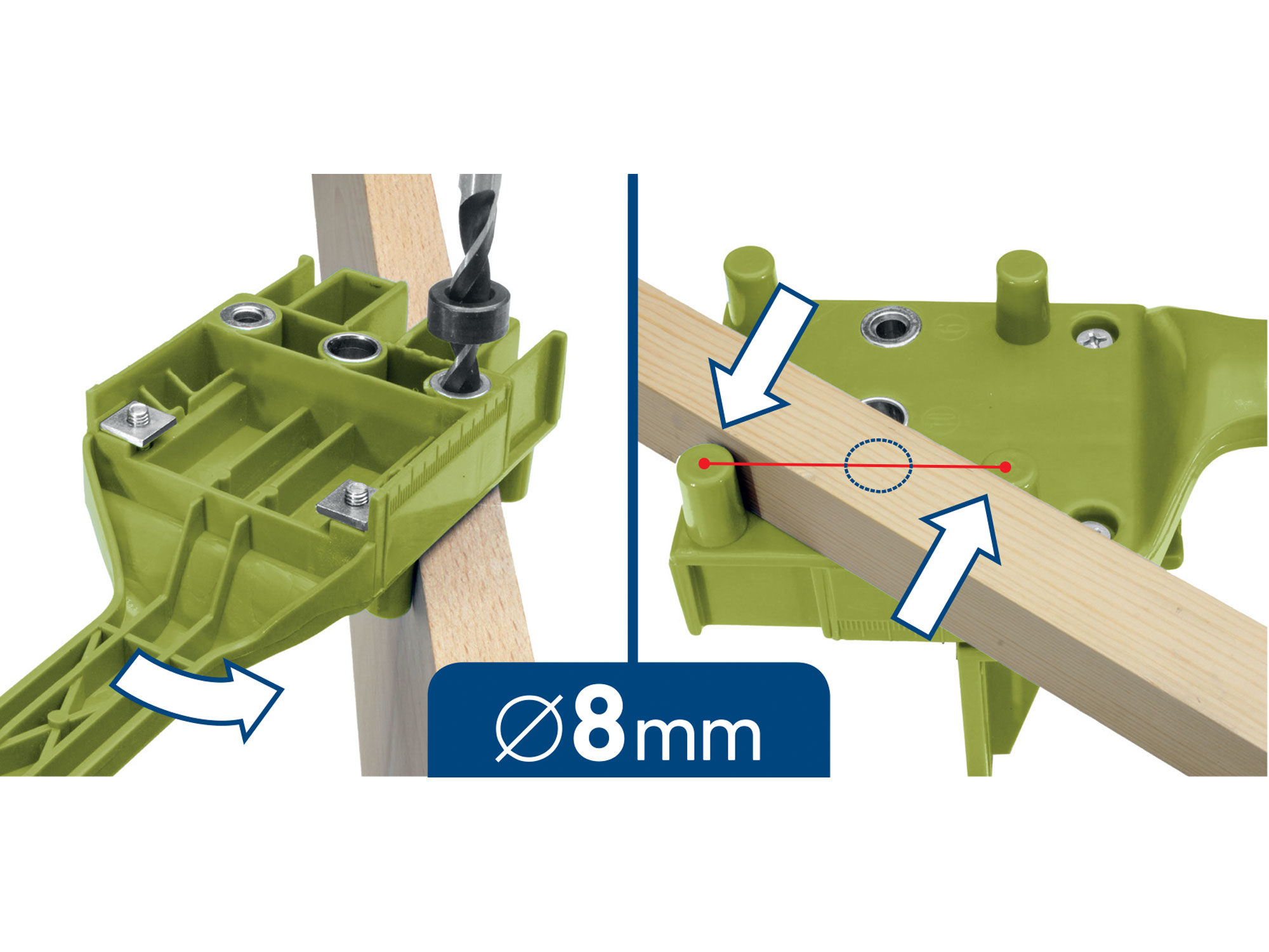 kolíkovací přípravek sada 44ks, s vrtáky a kolíky O 6-8-10mm