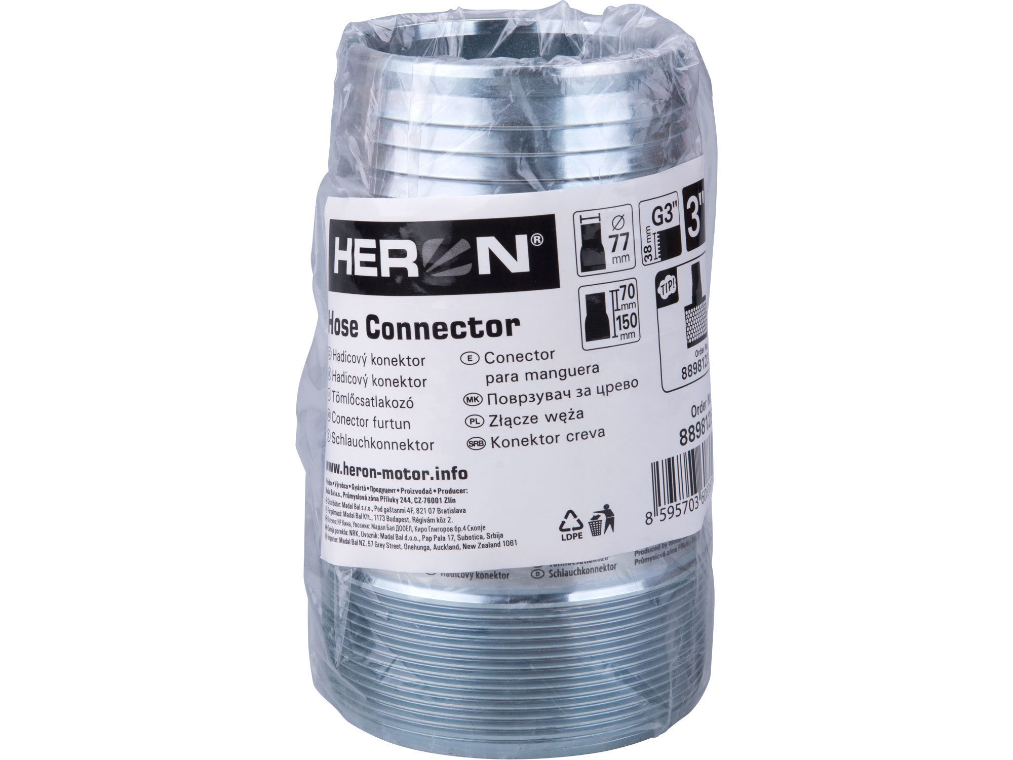 konektor pro hadici, 3", G 3", pozinkovaná ocel