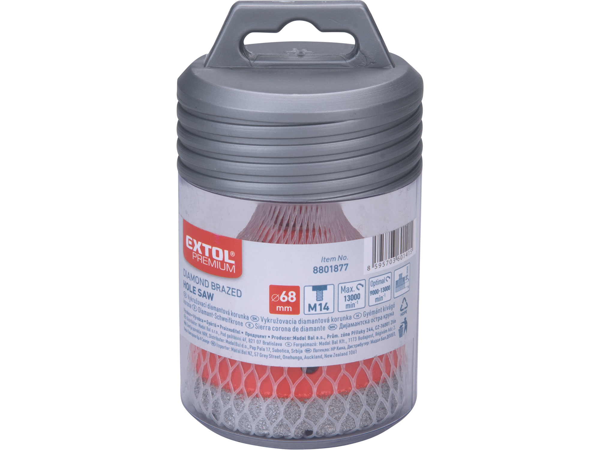 korunka vykružovací diamantová, O 68mm, závit M14