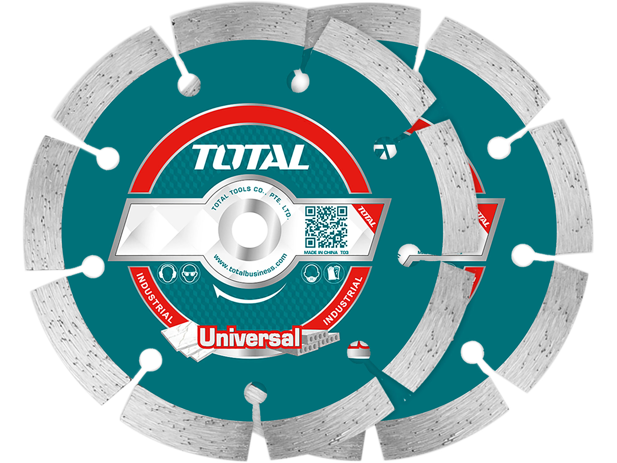 Kotouč diamantový řezný segmentový, suché i mokré řezání, 2ks - TOTAL