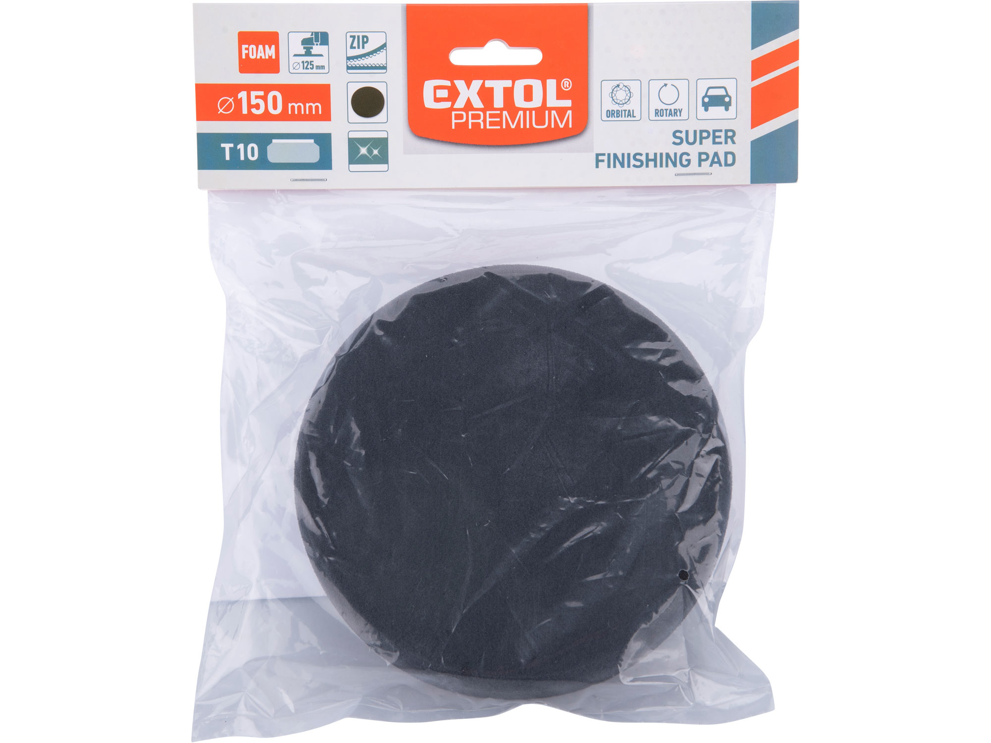 kotouč leštící pěnový, T10, černý, ⌀150x30mm, suchý zip ⌀125mm