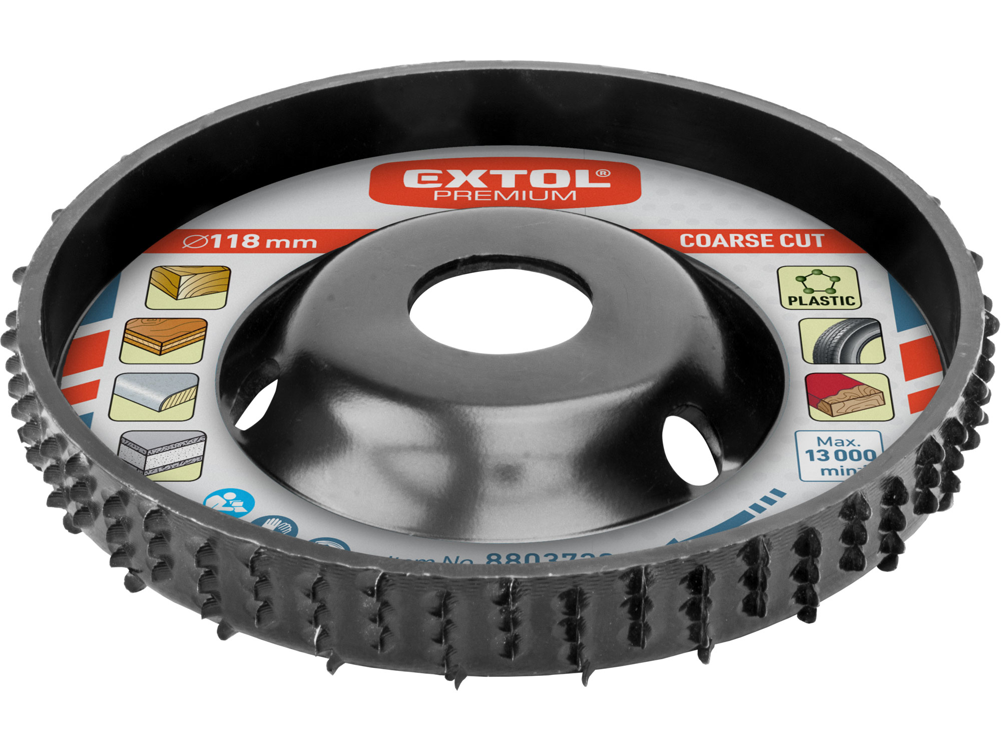 kotouč rašplový/frézovací na dřevo, O118x18x22,2mm, hrubý sek