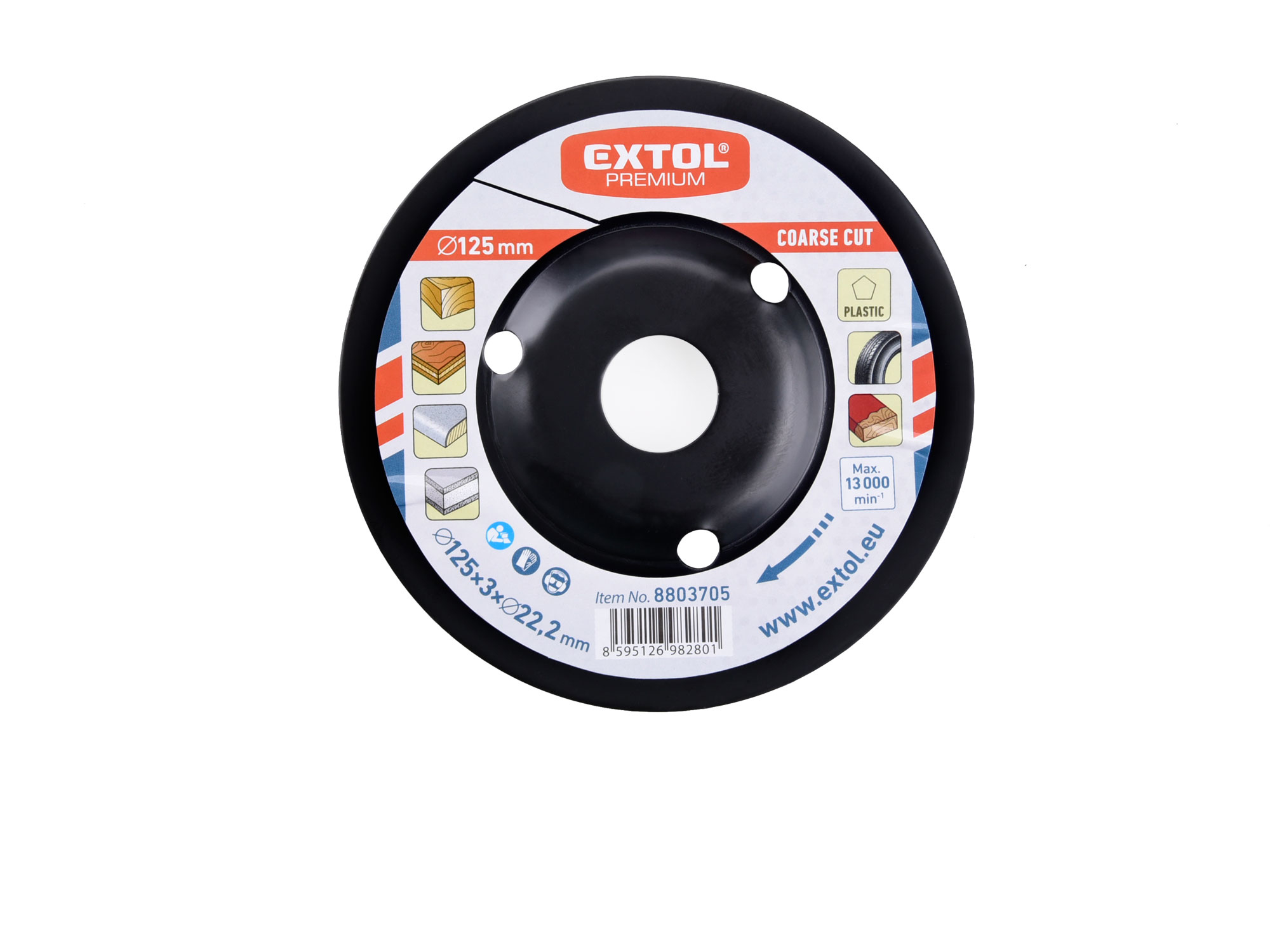 kotouč rašplový na dřevo, O 125x3x22,2mm, hrubý sek