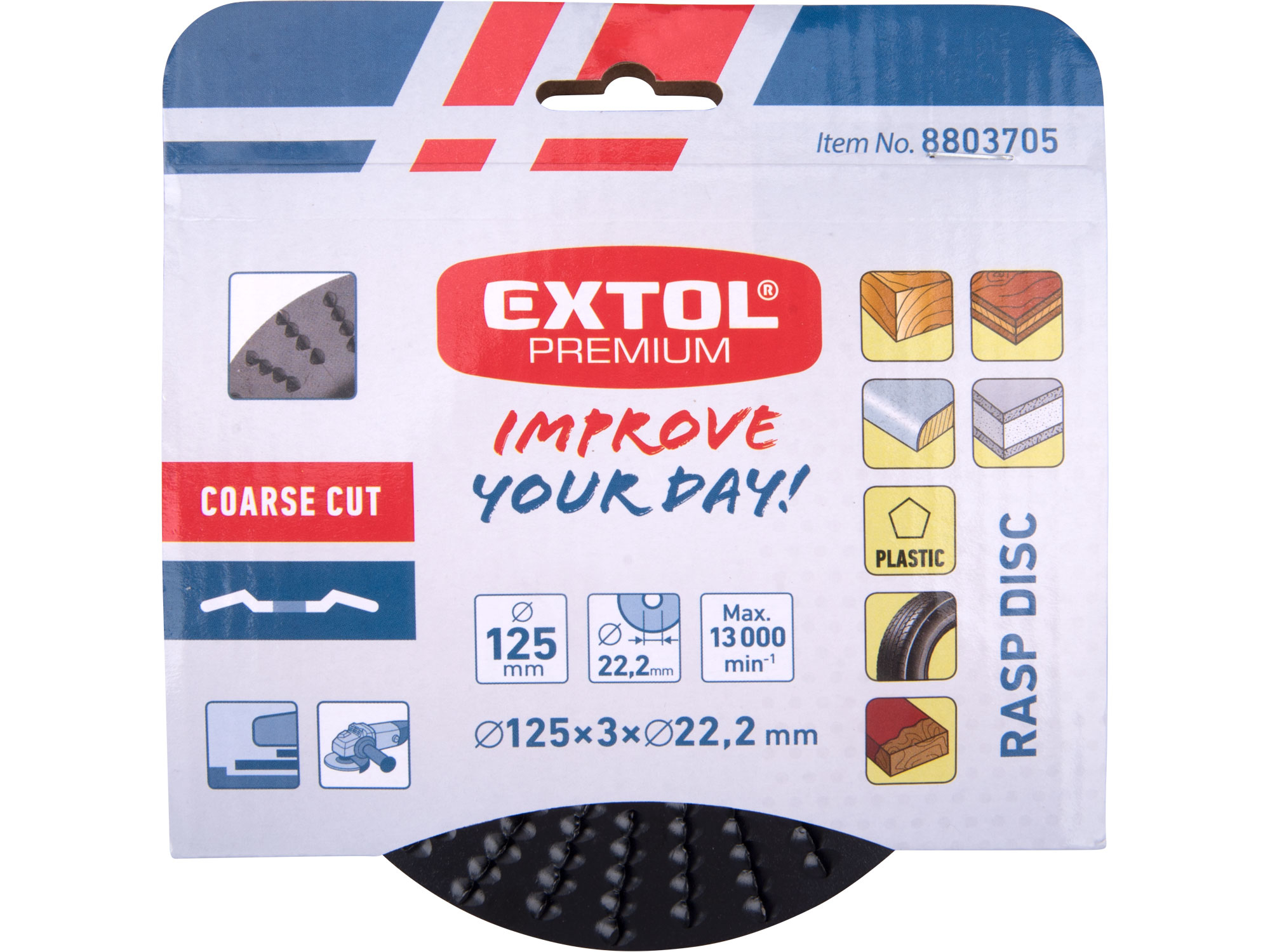 kotouč rašplový na dřevo, O 125x3x22,2mm, hrubý sek