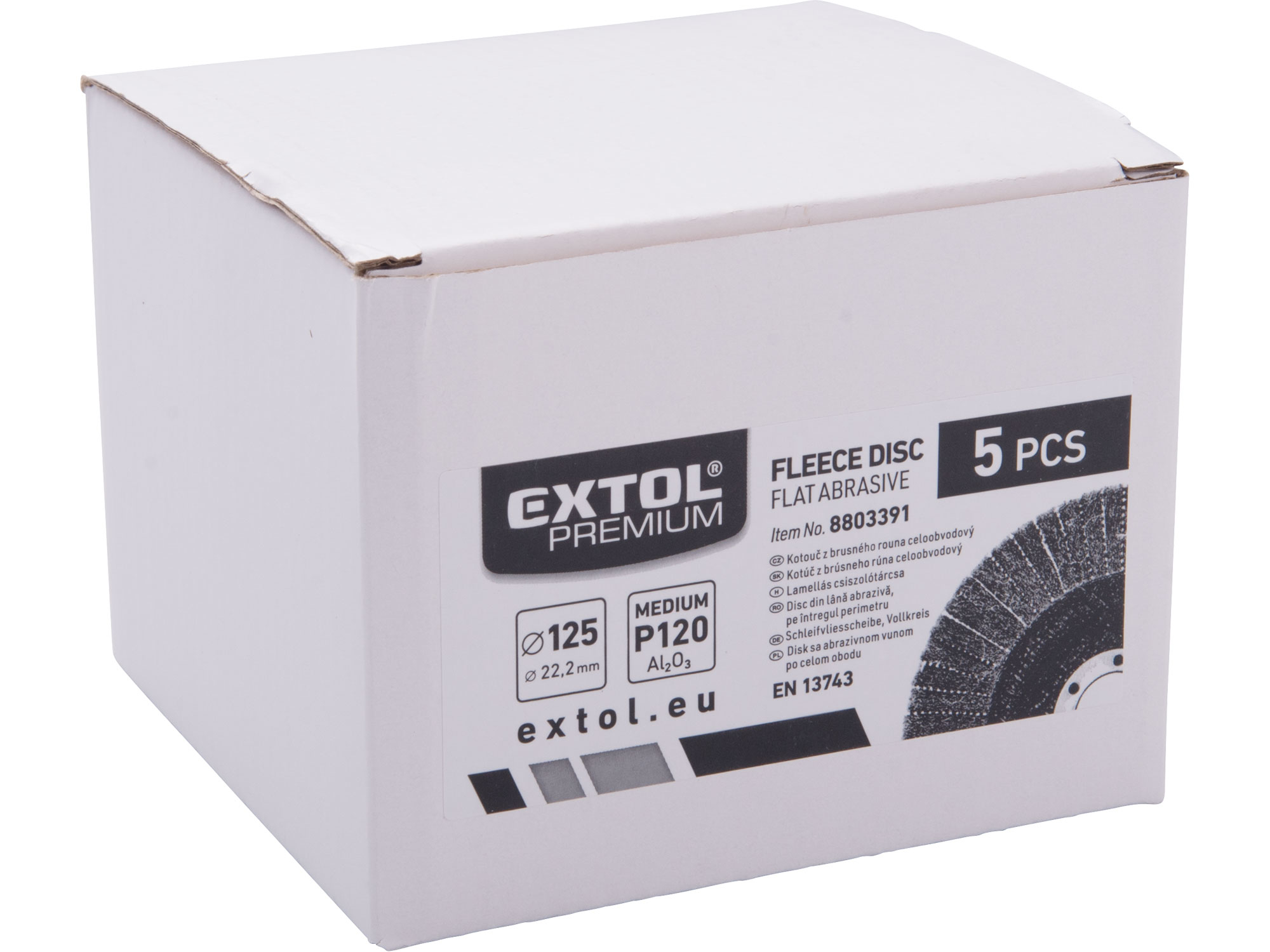 kotouč z korundového brusného rouna kombinovaný, celoobvodový, O 125x15mm, P120-střední hrubost