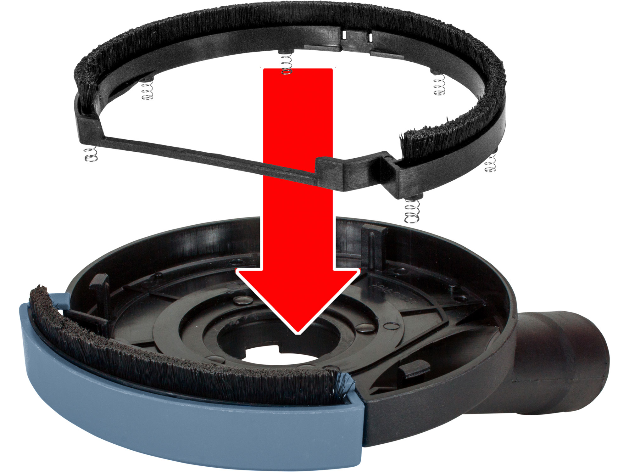 kryt odsávací pro broušení úhlovou bruskou, O125mm s kartáčovým věncem