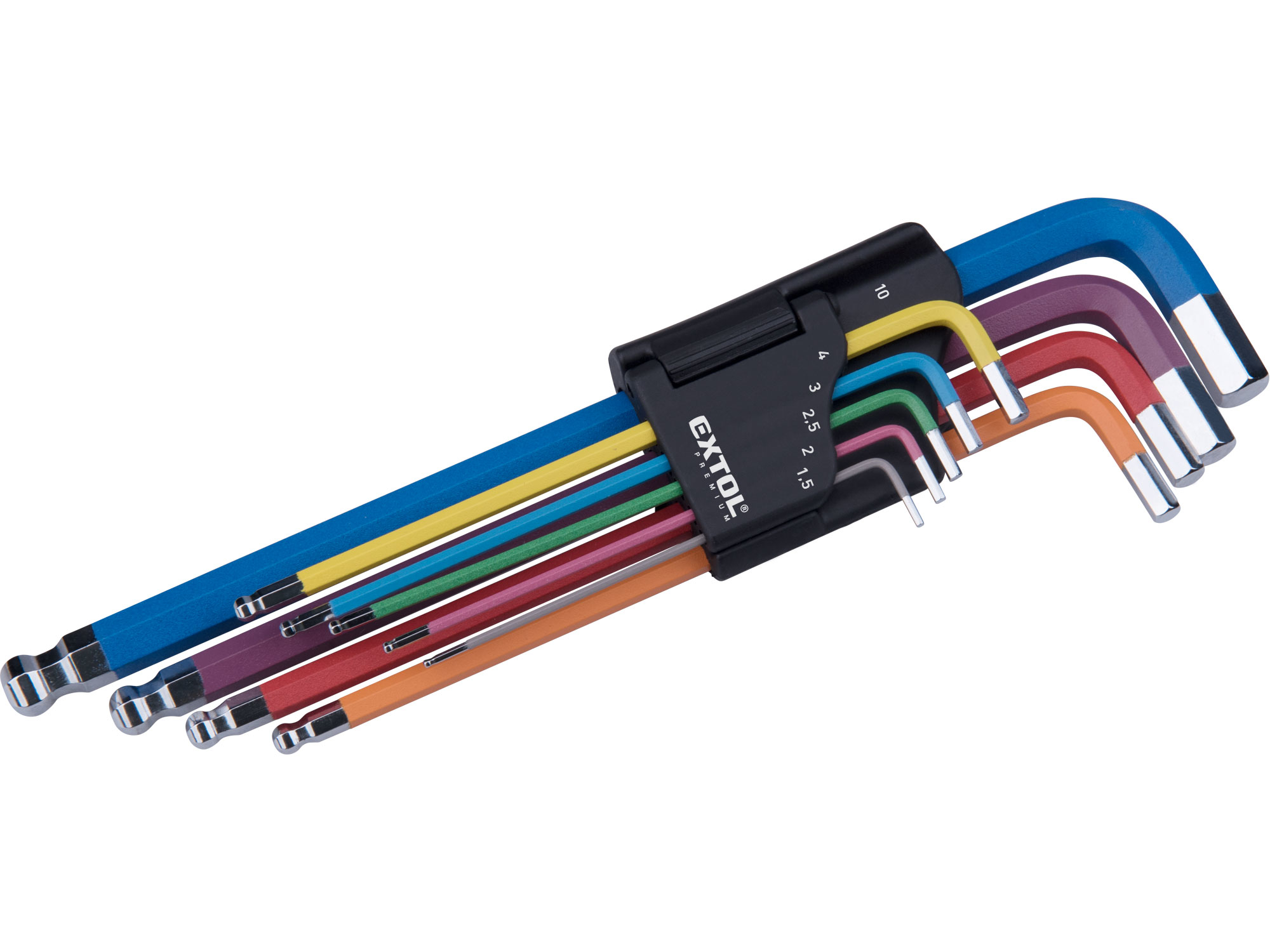 L-klíče IMBUS prodloužené barevné, sada 9ks, s kuličkou, 1,5-10mm, S2