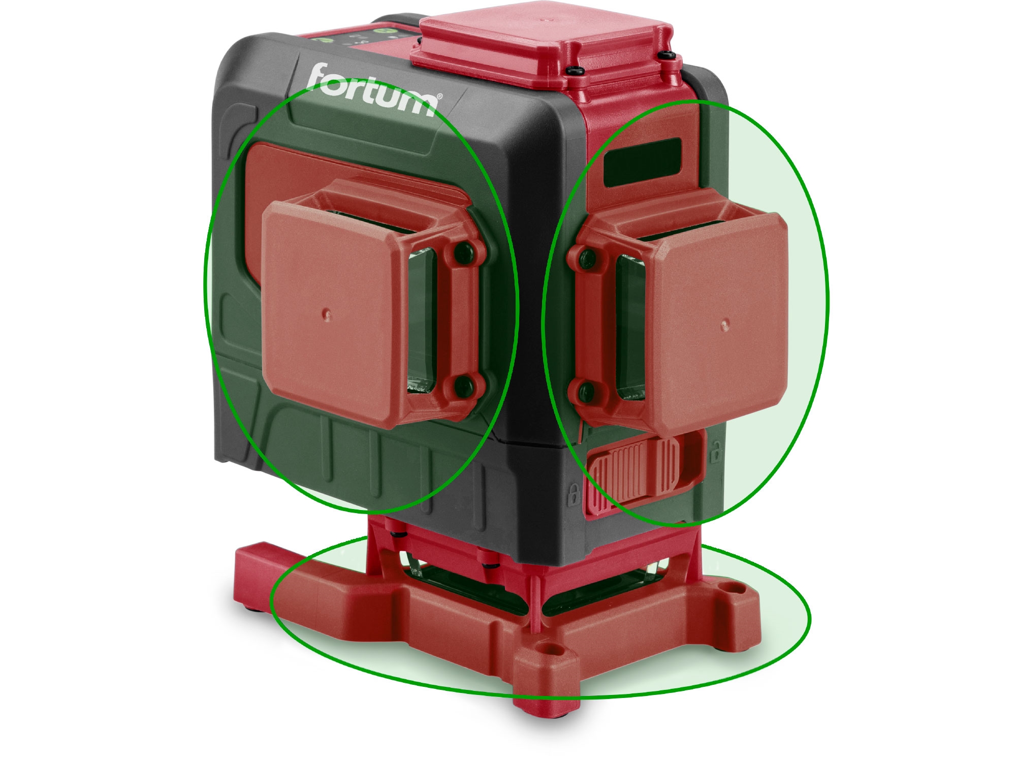 laser zelený 3D liniový, křížový samonivelační, FORTUM 4780216