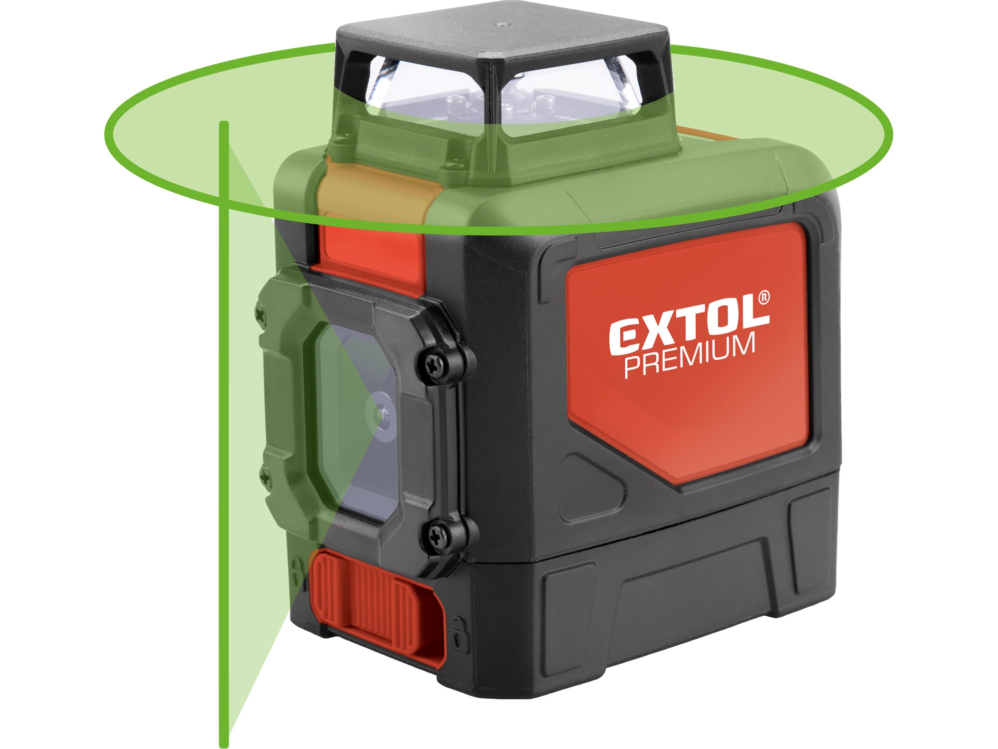 laser zelený liniový, křížový samonivelační - EXTOL PREMIUM