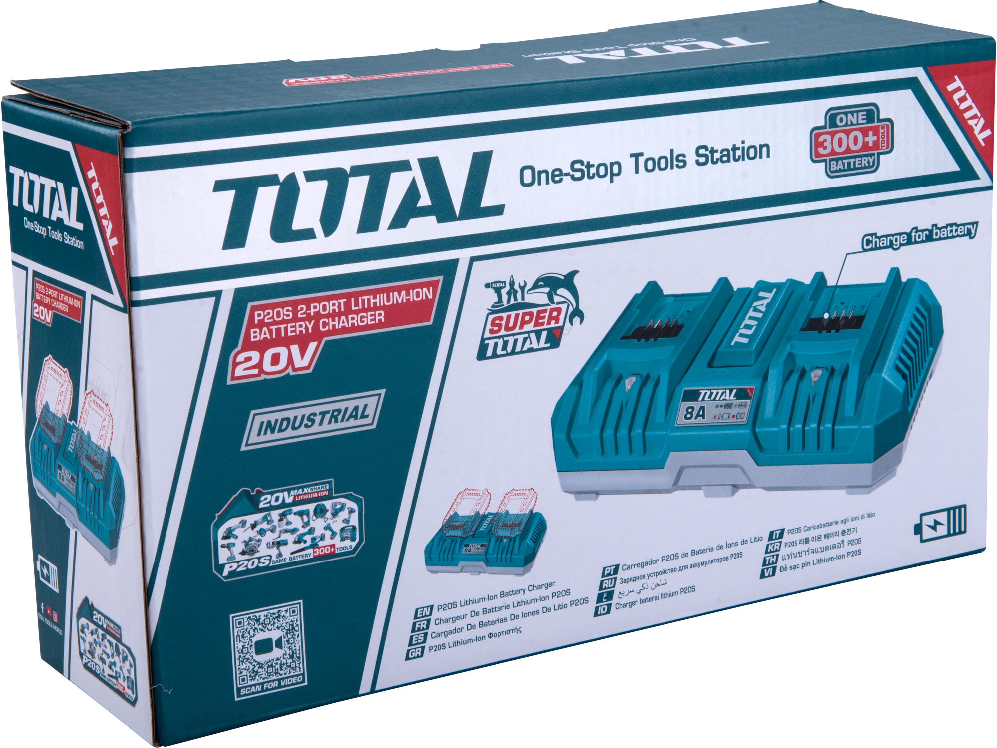 Nabíječka pro 2 baterie, 20V Li-ion, industrial