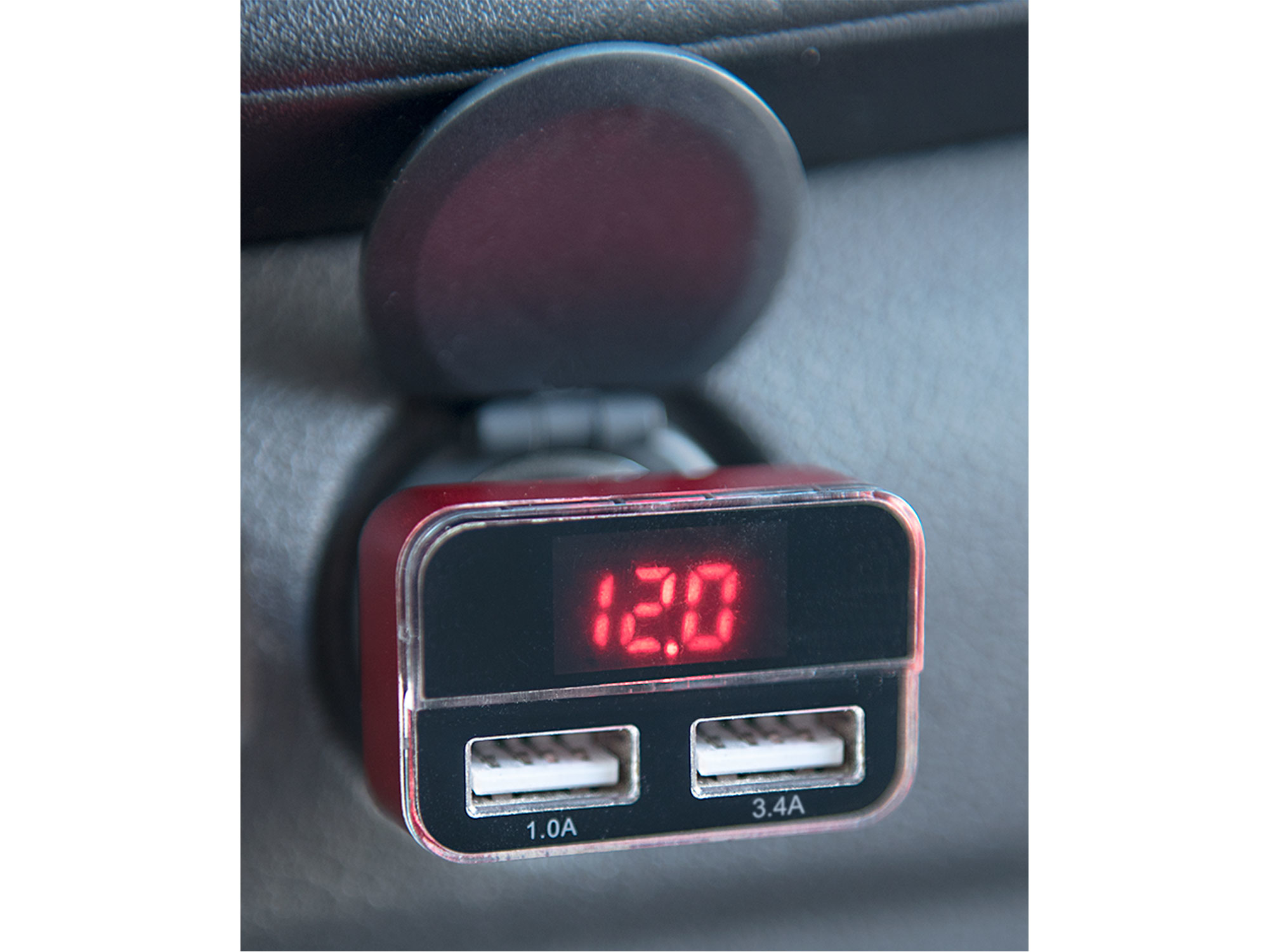 nabíječka USB do auta, 12/24V, 2xUSB, měřič, 3,4A, 17W