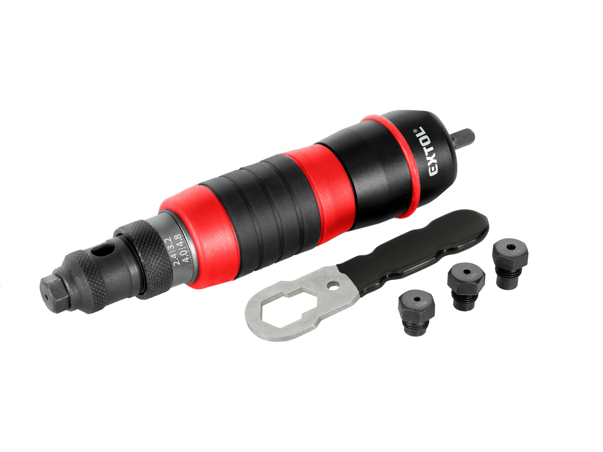 nástavec nýtovací na vrtačku, pro trhací nýty 2,4-4,8mm, CrMo