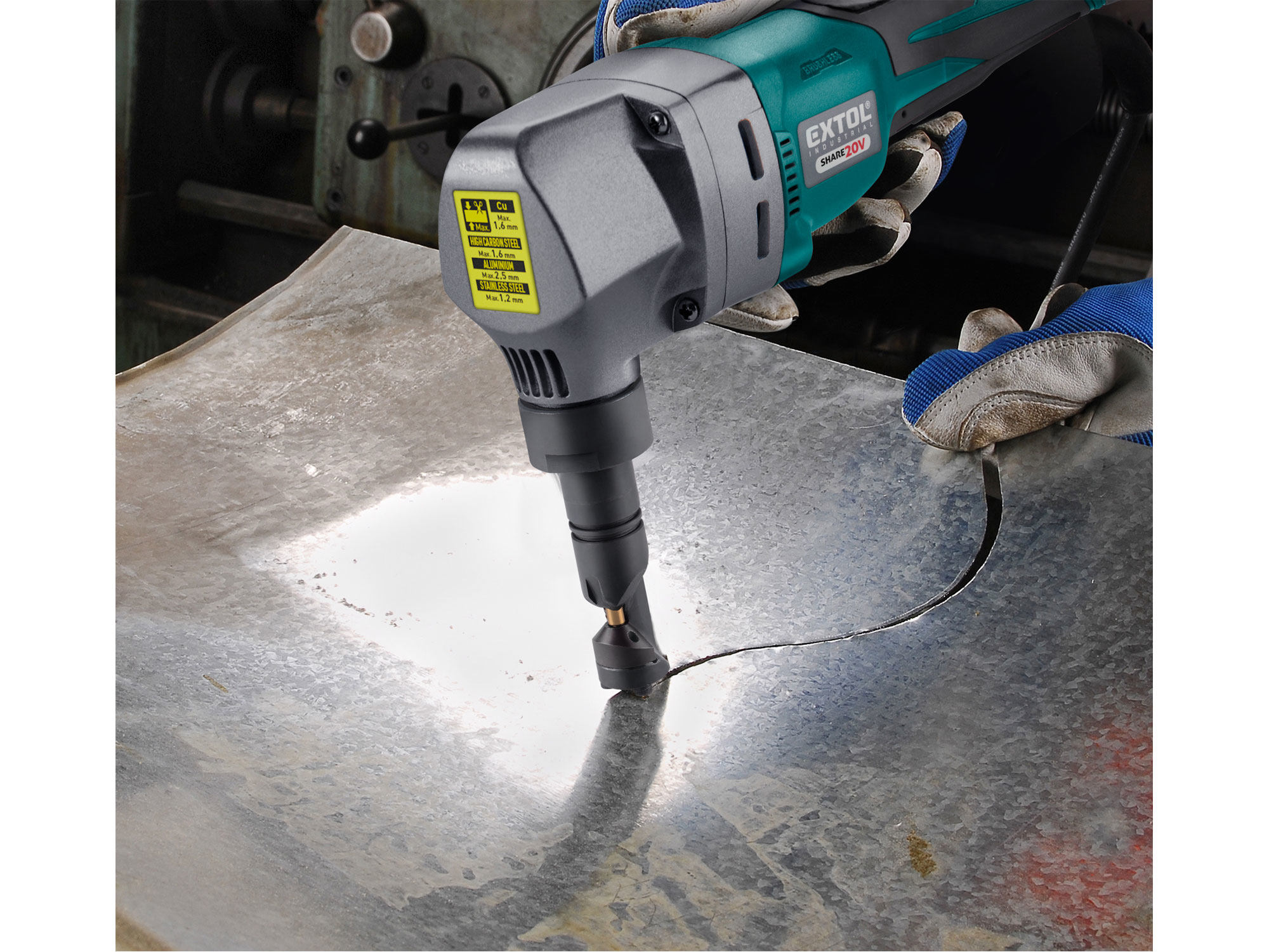 nůžky na plech, prostřihovačky aku SHARE20V, BRUSHLESS, 2Ah