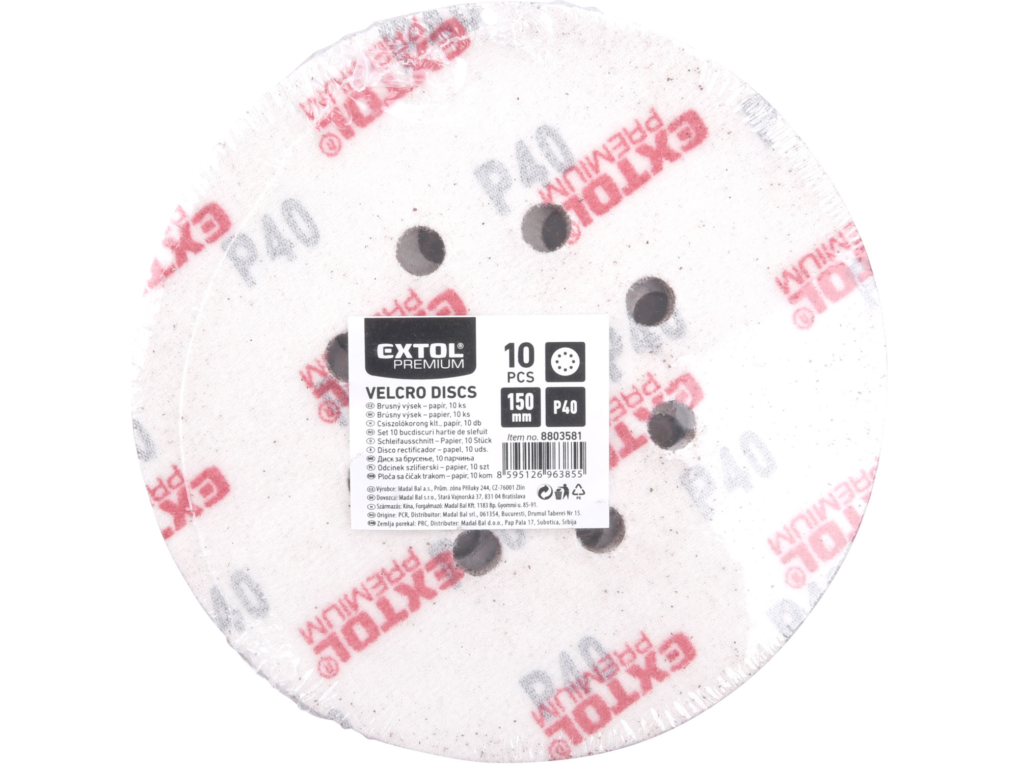 papíry brusné výsek, suchý zip, bal. 10ks, 150mm, P40