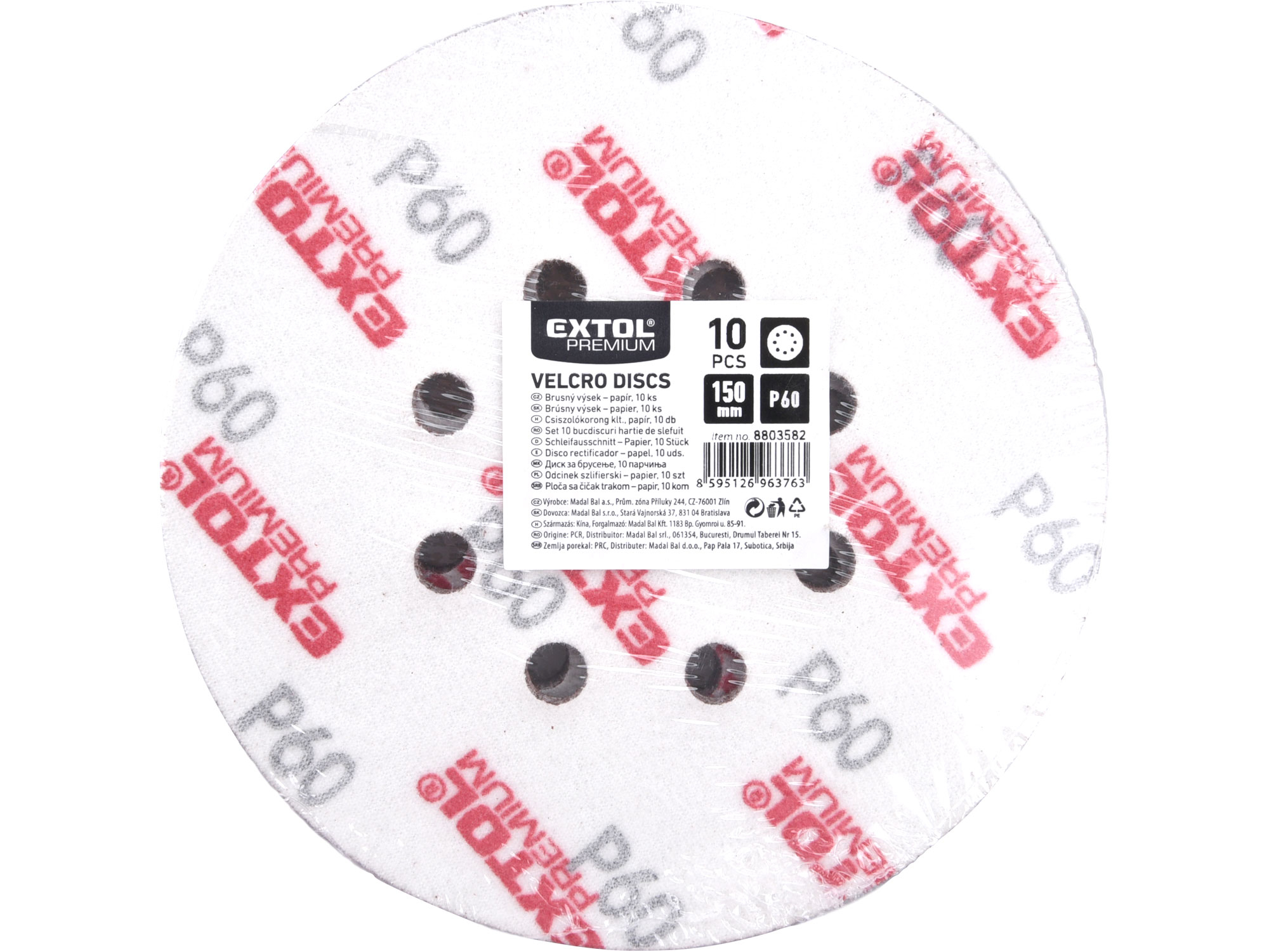 papíry brusné výsek, suchý zip, bal. 10ks, 150mm, P60