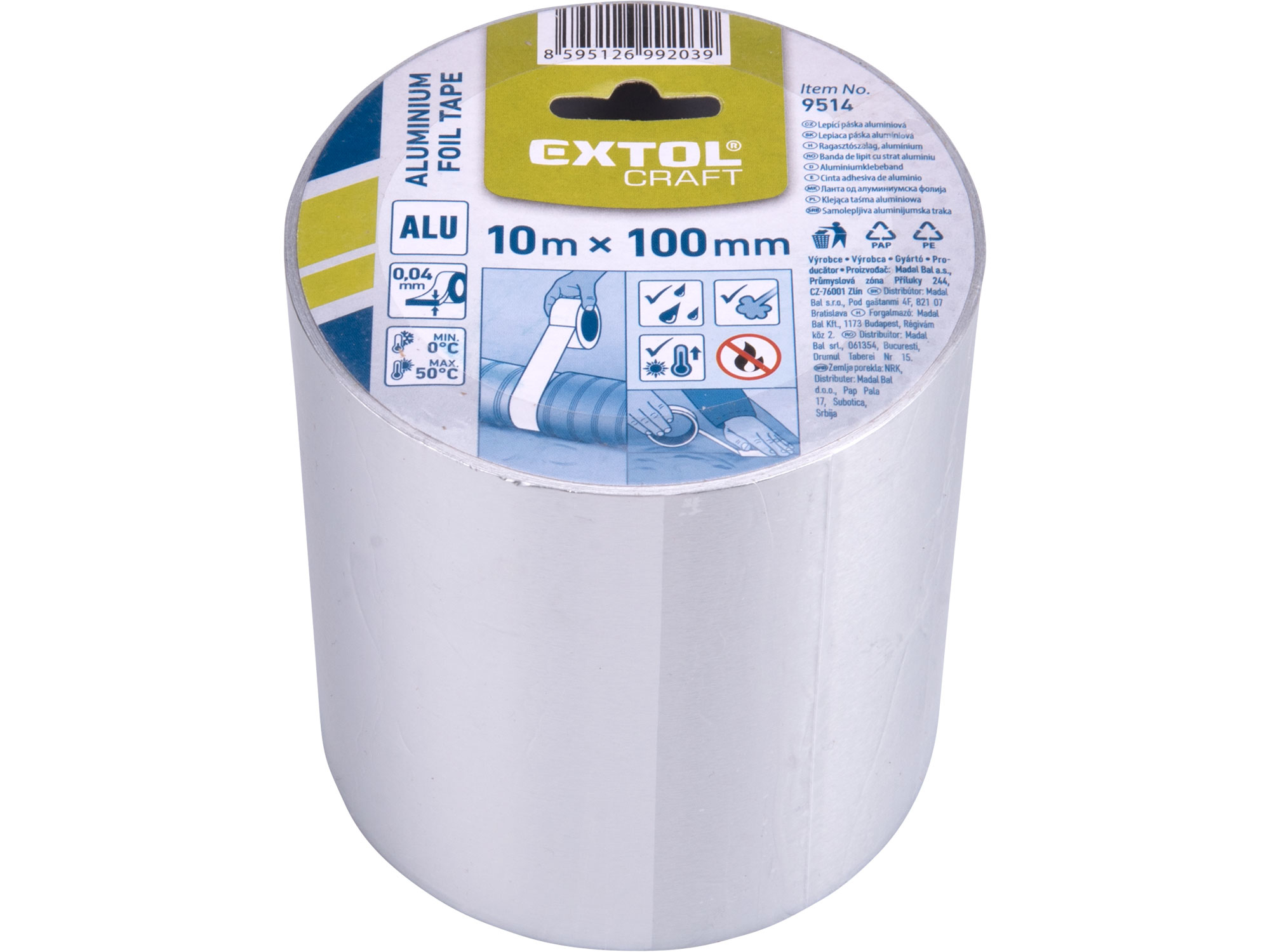 páska lepící ALU, hliníková,, 100mm x 10m