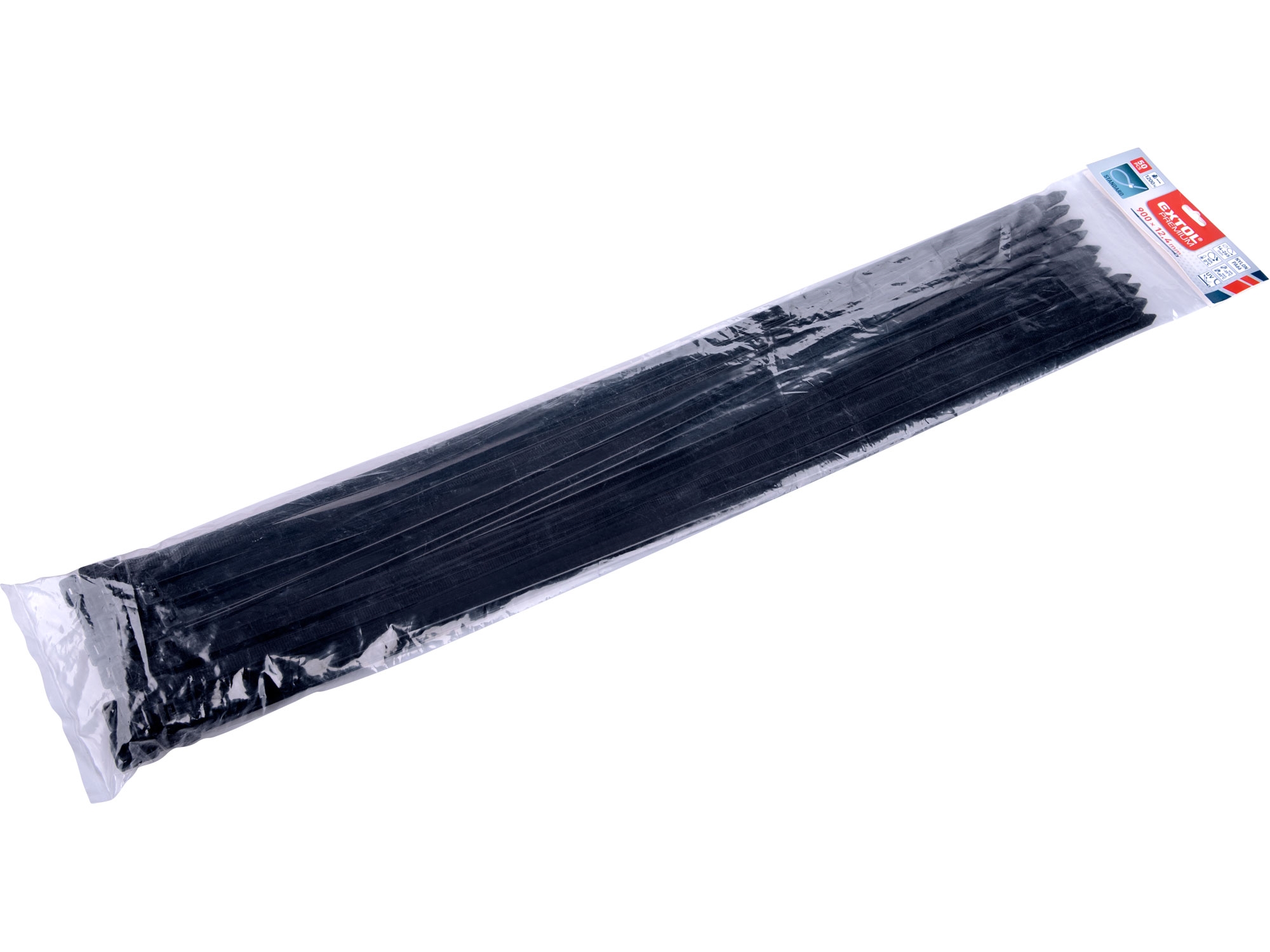 pásky stahovací na kabely černé, 900x12,4mm, 50ks, nylon PA66