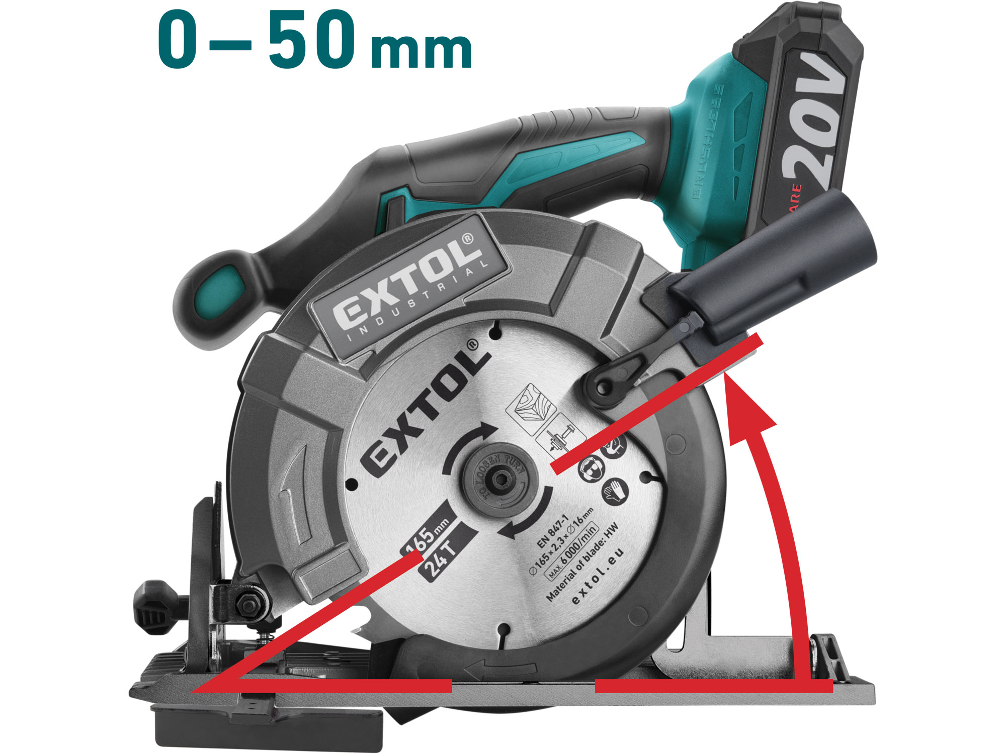 pila kotoučová aku SHARE20V, 165mm, BRUSHLESS, 20V Li-ion, 2Ah