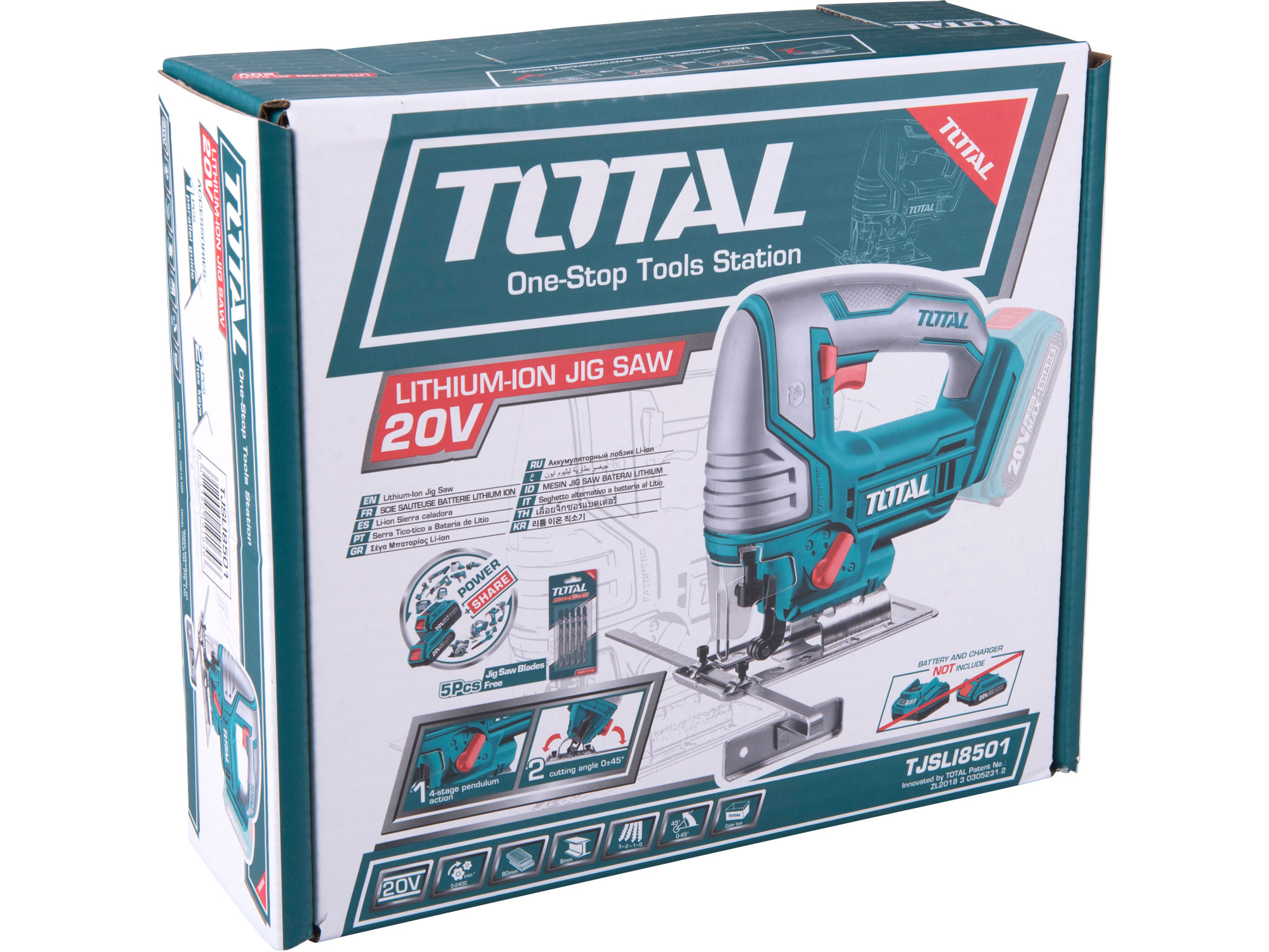 Pila přímočará aku, 20V Li-ion, 2000mAh, bez baterie a nabíječky