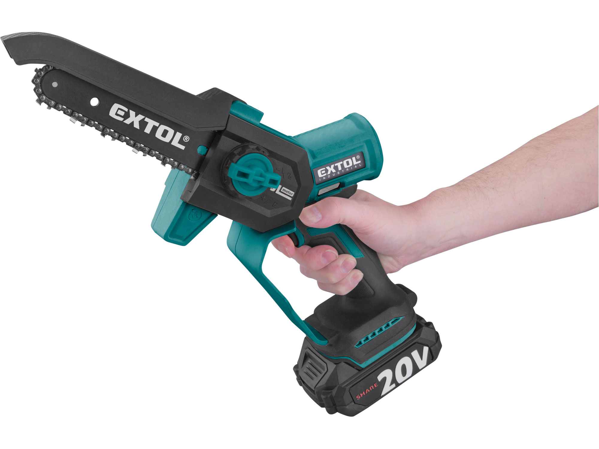 pila řetězová aku jednoruční SHARE20V, 13cm, BRUSHLESS, 2Ah
