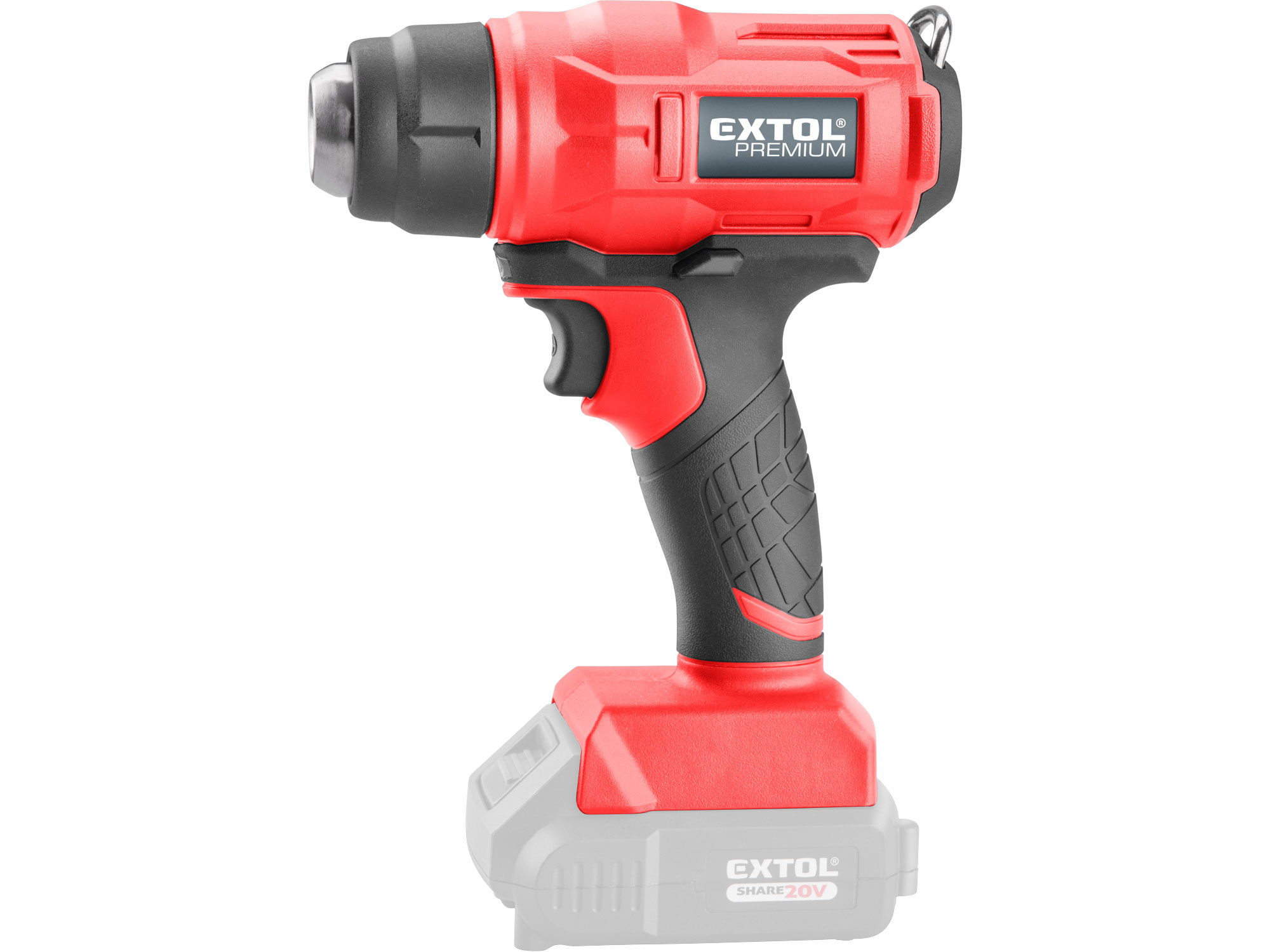 pistole horkovzdušná aku SHARE20V, 550°C, 20V Li-ion, bez baterie a nabíječky