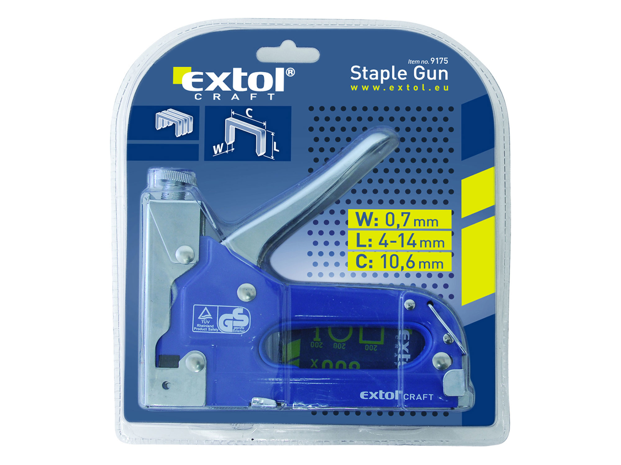 Pistole sponkovací, 4-14mm/tloušťka 0,75mm EXTOL CRAFT 9175