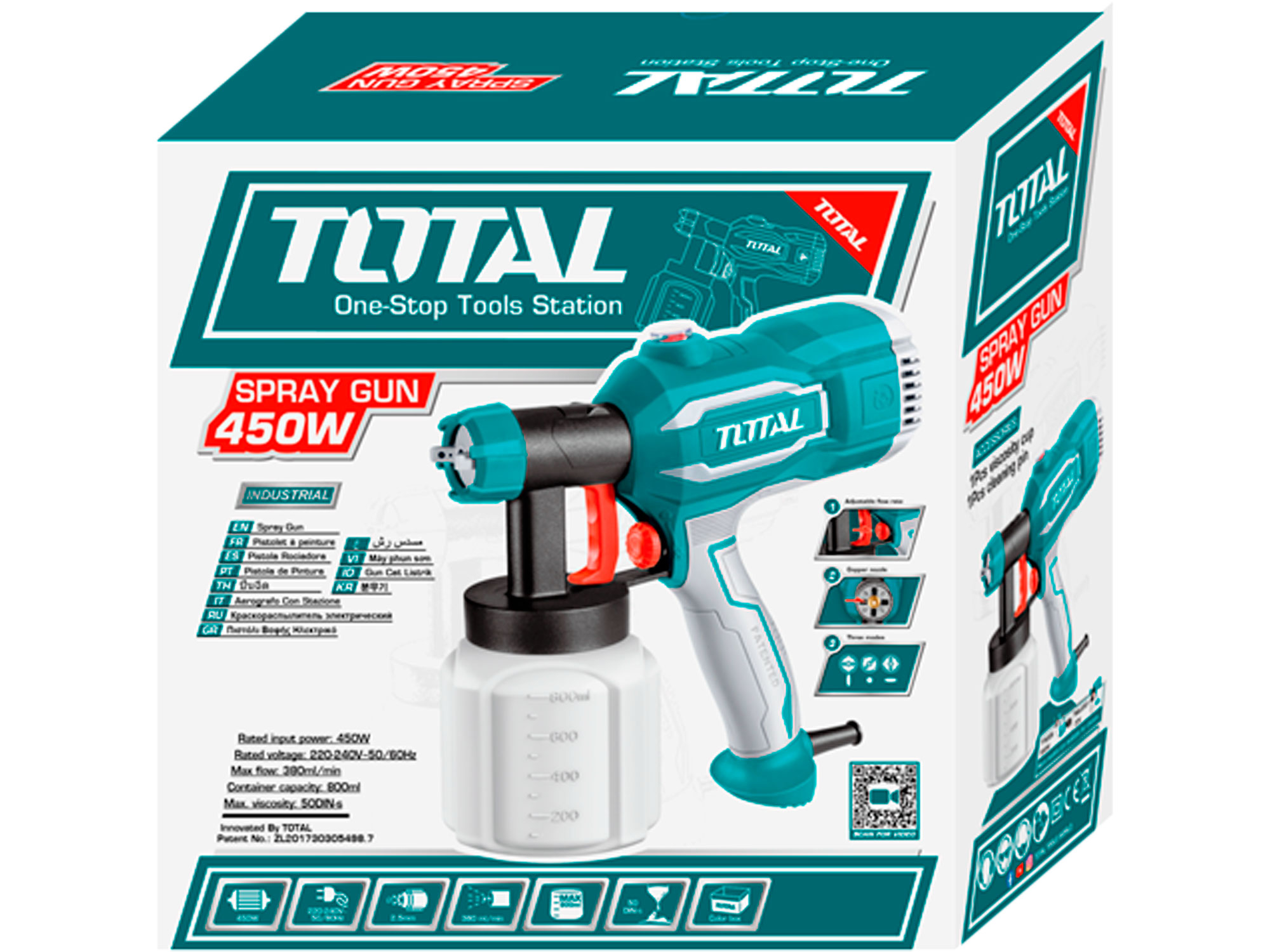 Pistole stříkací na barvu, 450W, industrial