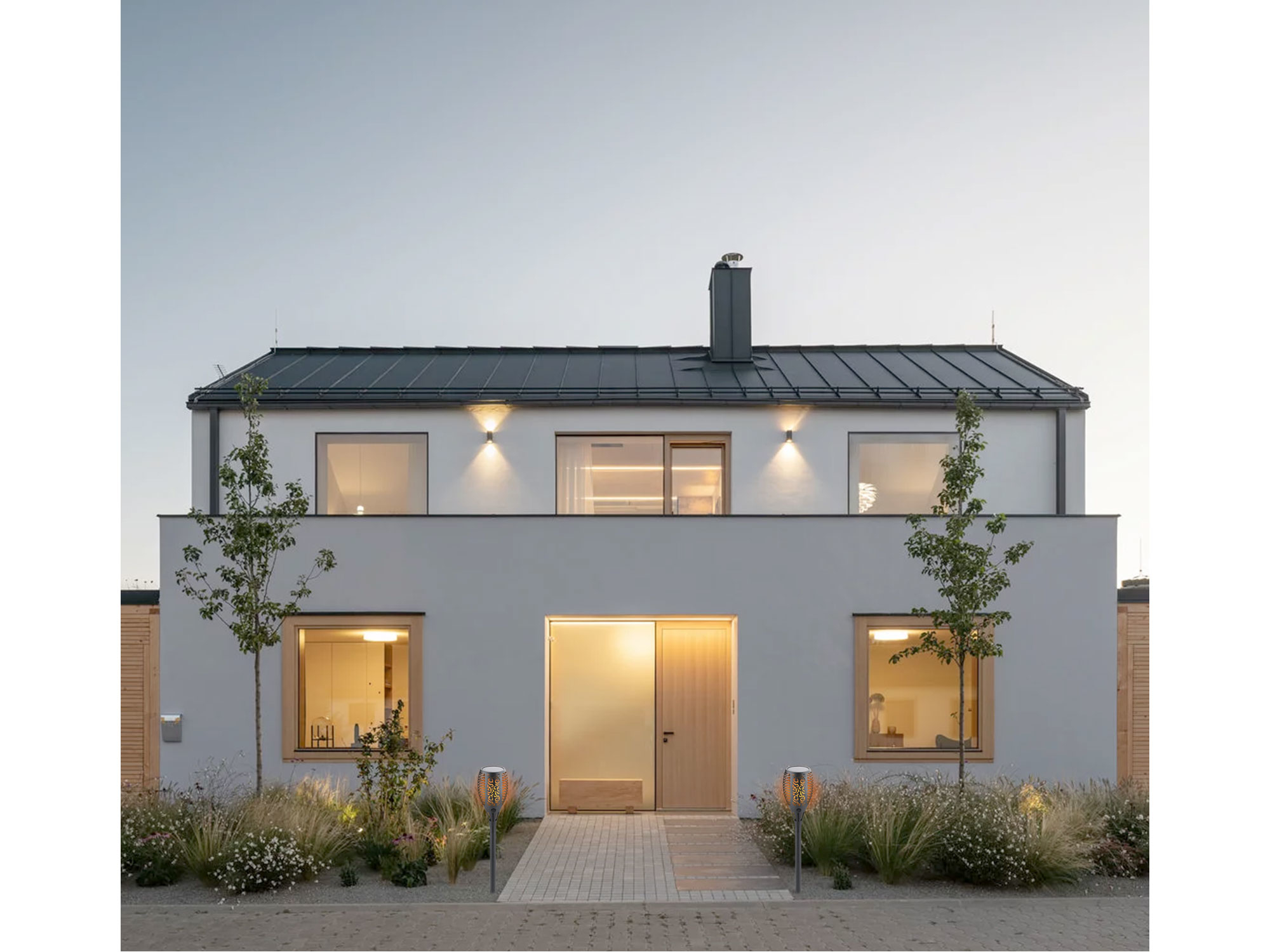 pochodeň LED s plamenem, 58cm, solární nabíjení, 33 LED