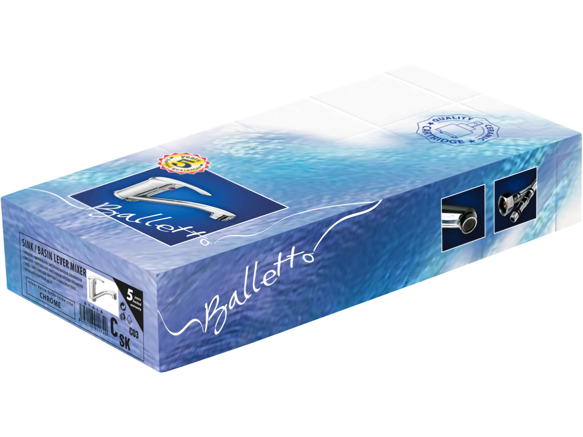 POŠK. OBAL baterie dřezová stojánková, ramínko 18cm, 35mm, chrom